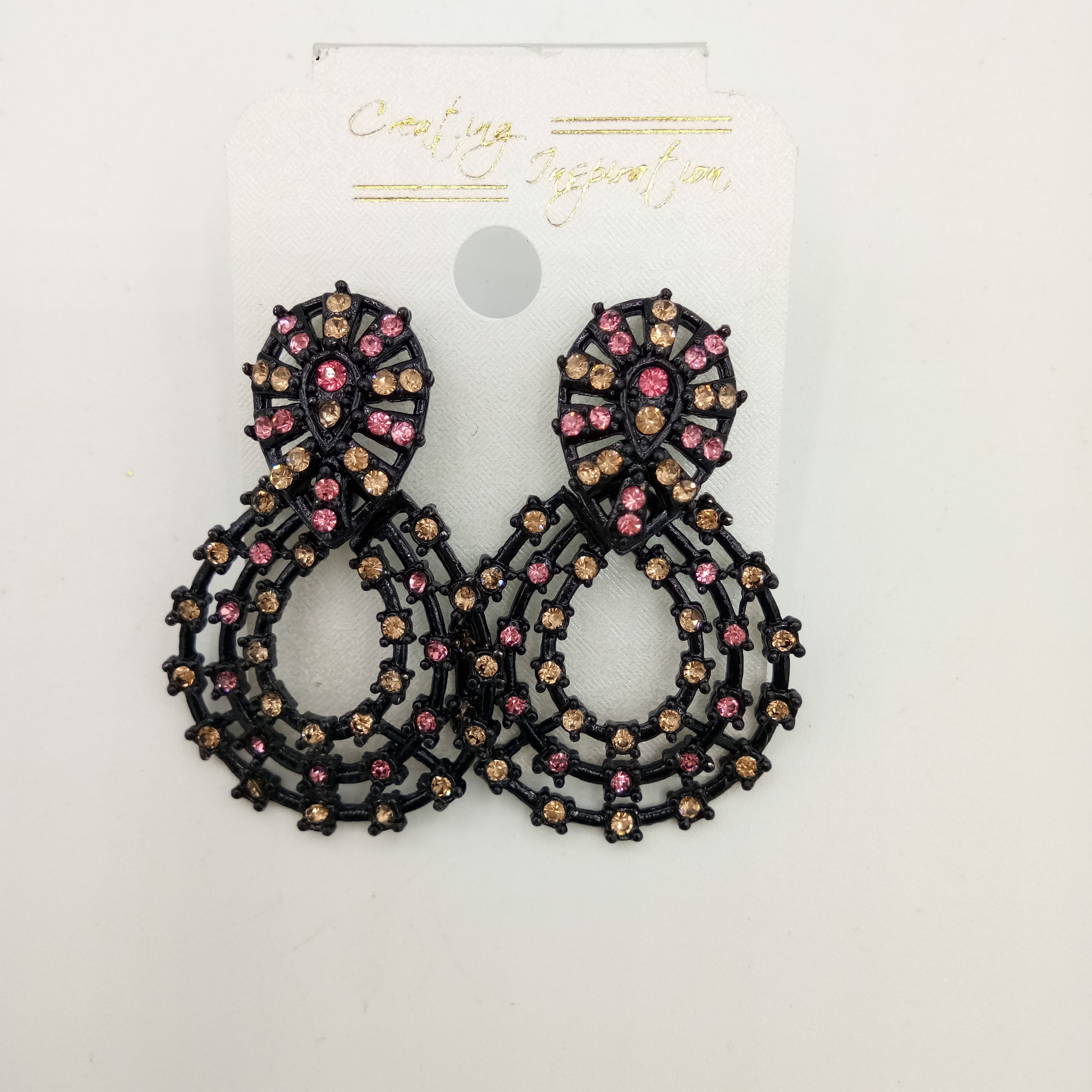 NEW BLACK LCT + CLR STONE EARRINGS - 522855