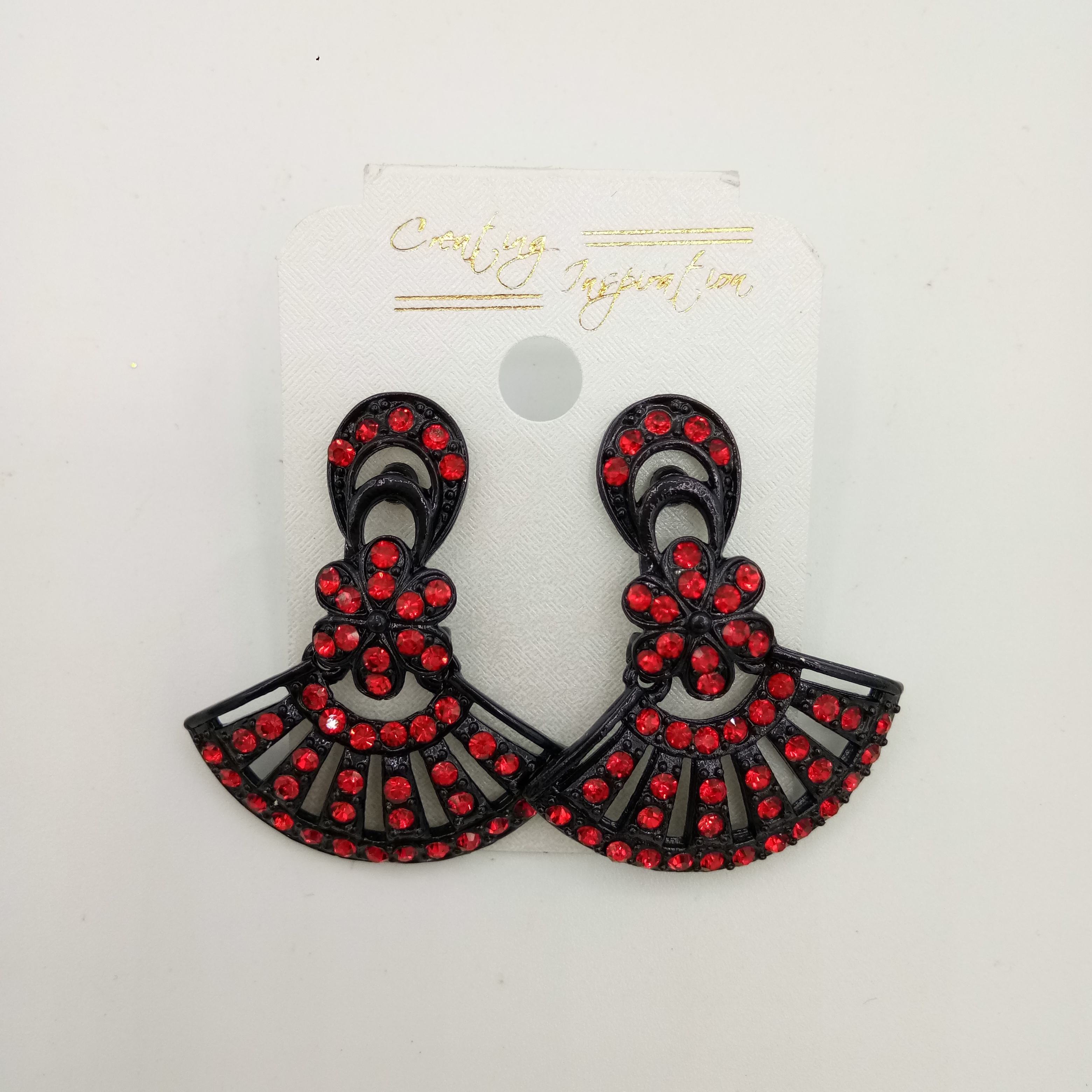 NEW BLACK SINGLE COLOR STONE EARRINGS - 522848