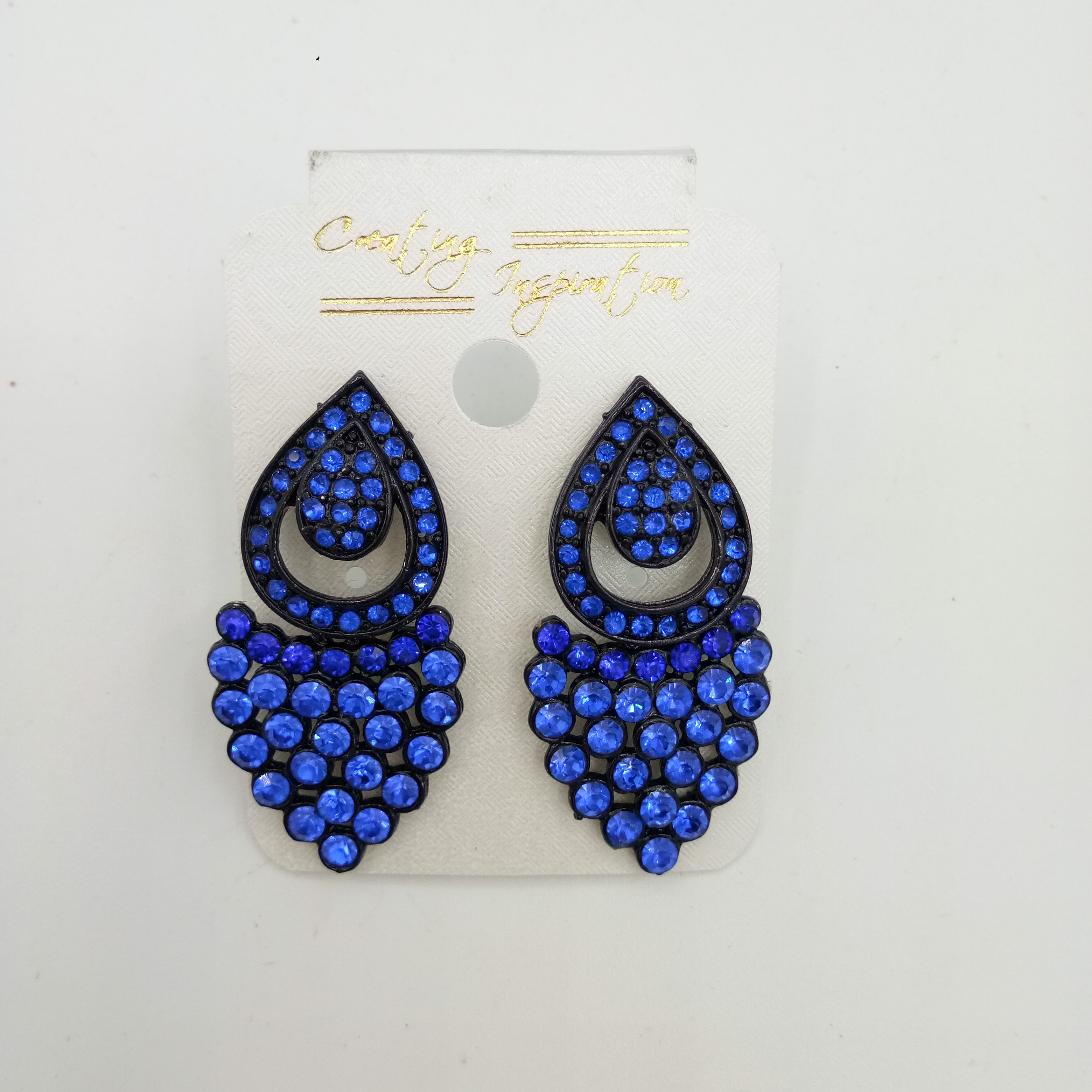 NEW BLACK SINGLE COLOR STONE EARRINGS - 522853