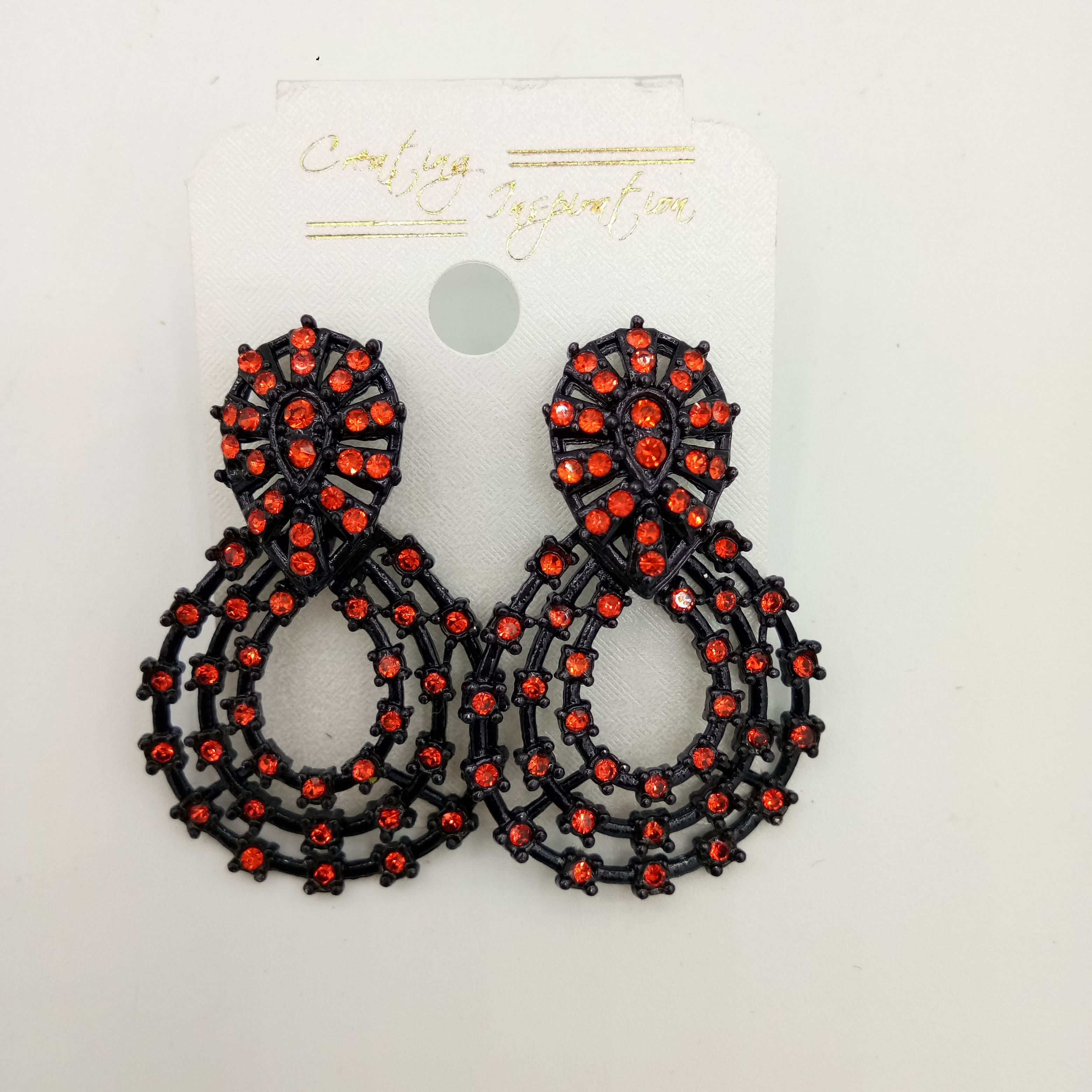 NEW BLACK SINGLE COLOR STONE EARRINGS - 522855