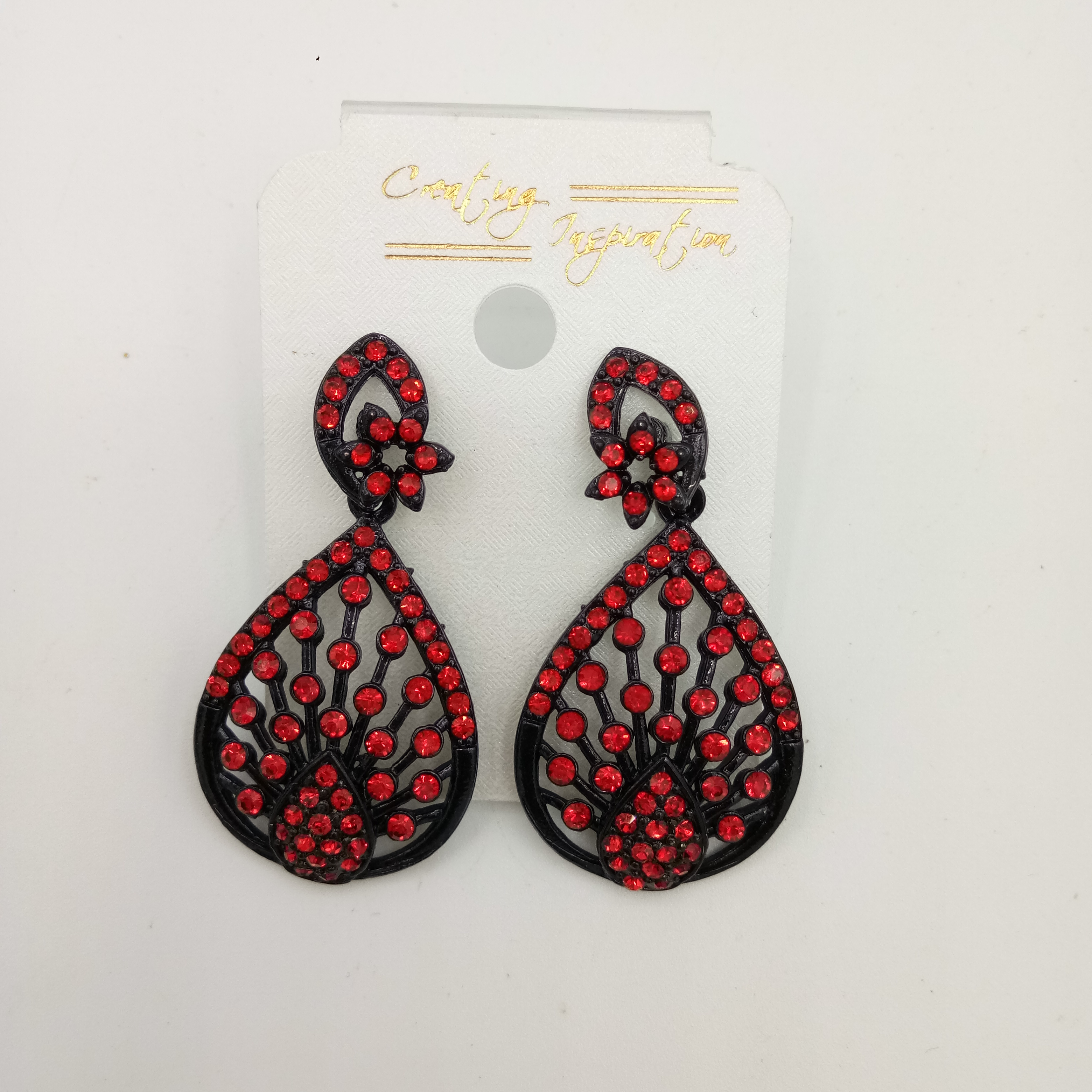 NEW BLACK SINGLE COLOR STONE EARRINGS - 522856