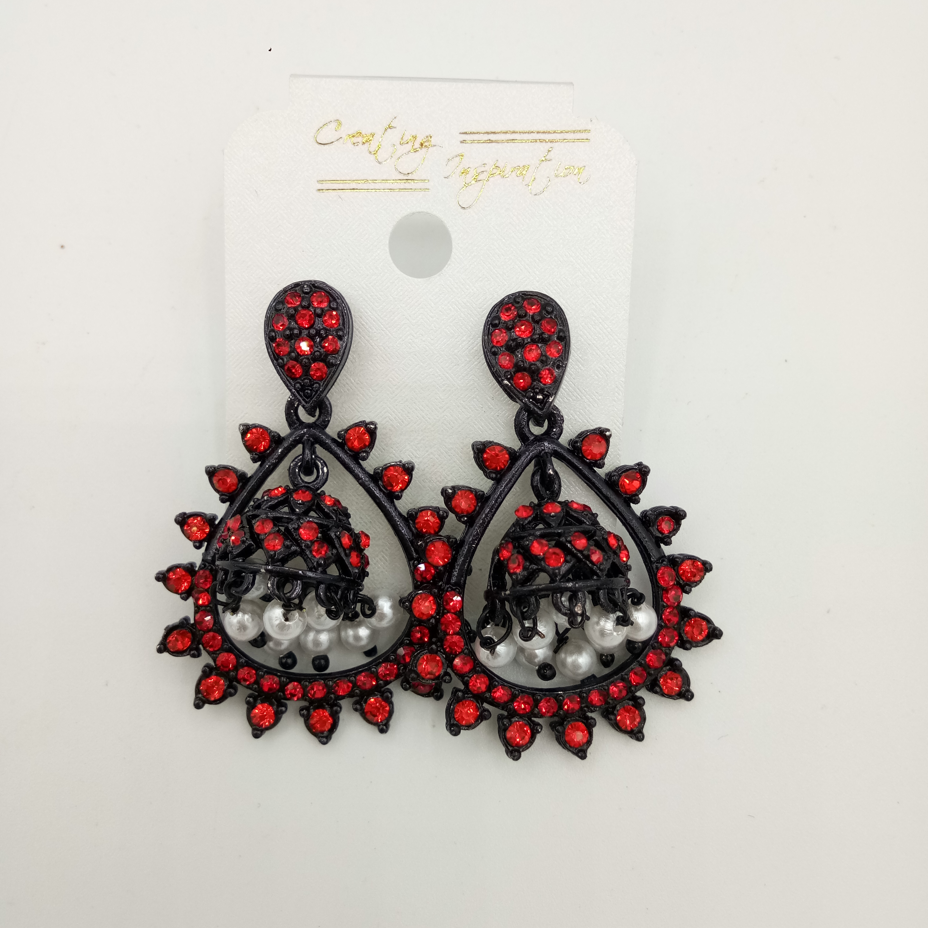 NEW BLACK SINGLE COLOR STONE EARRINGS - 522857