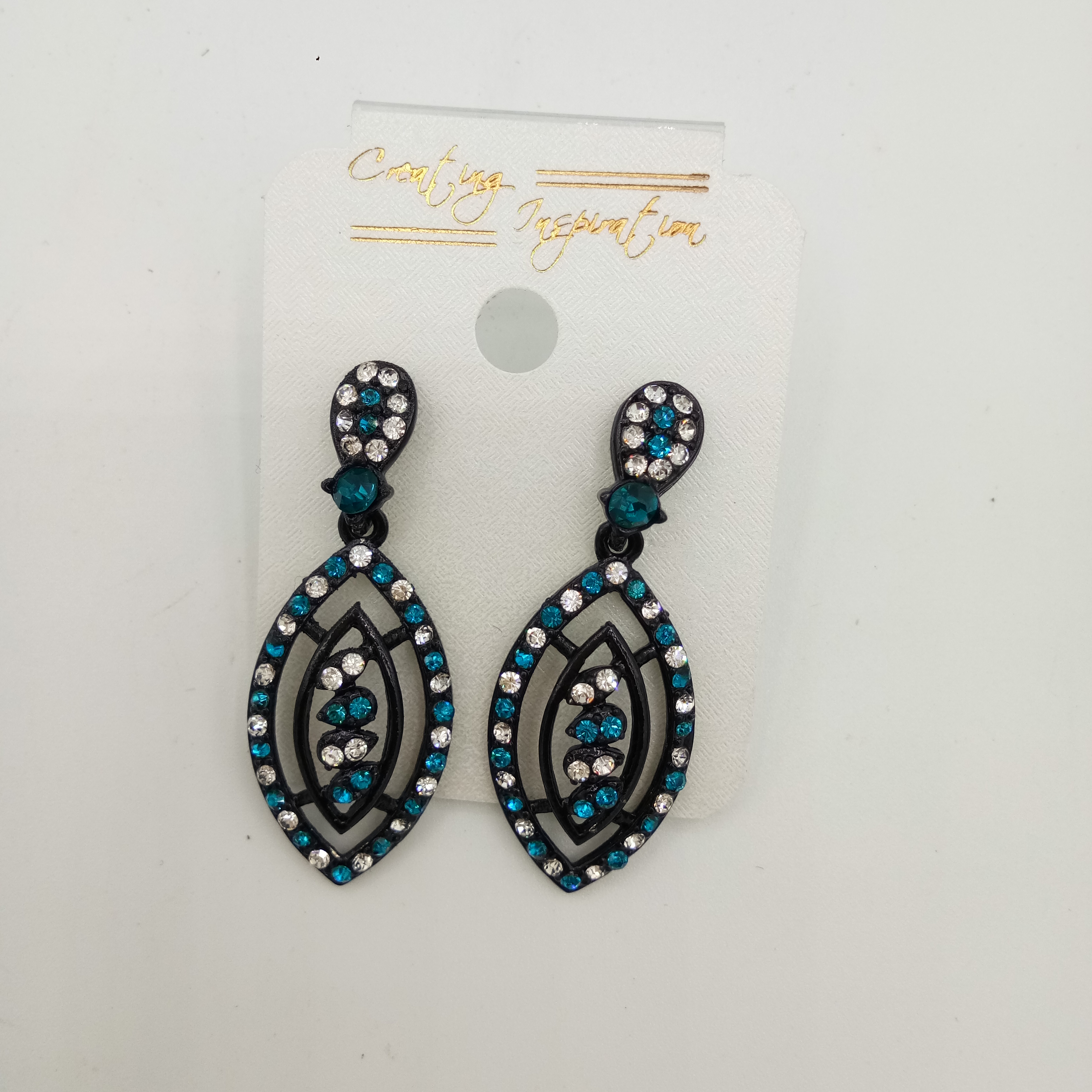 NEW BLACK WT + CLR STONE EARRINGS - 522854