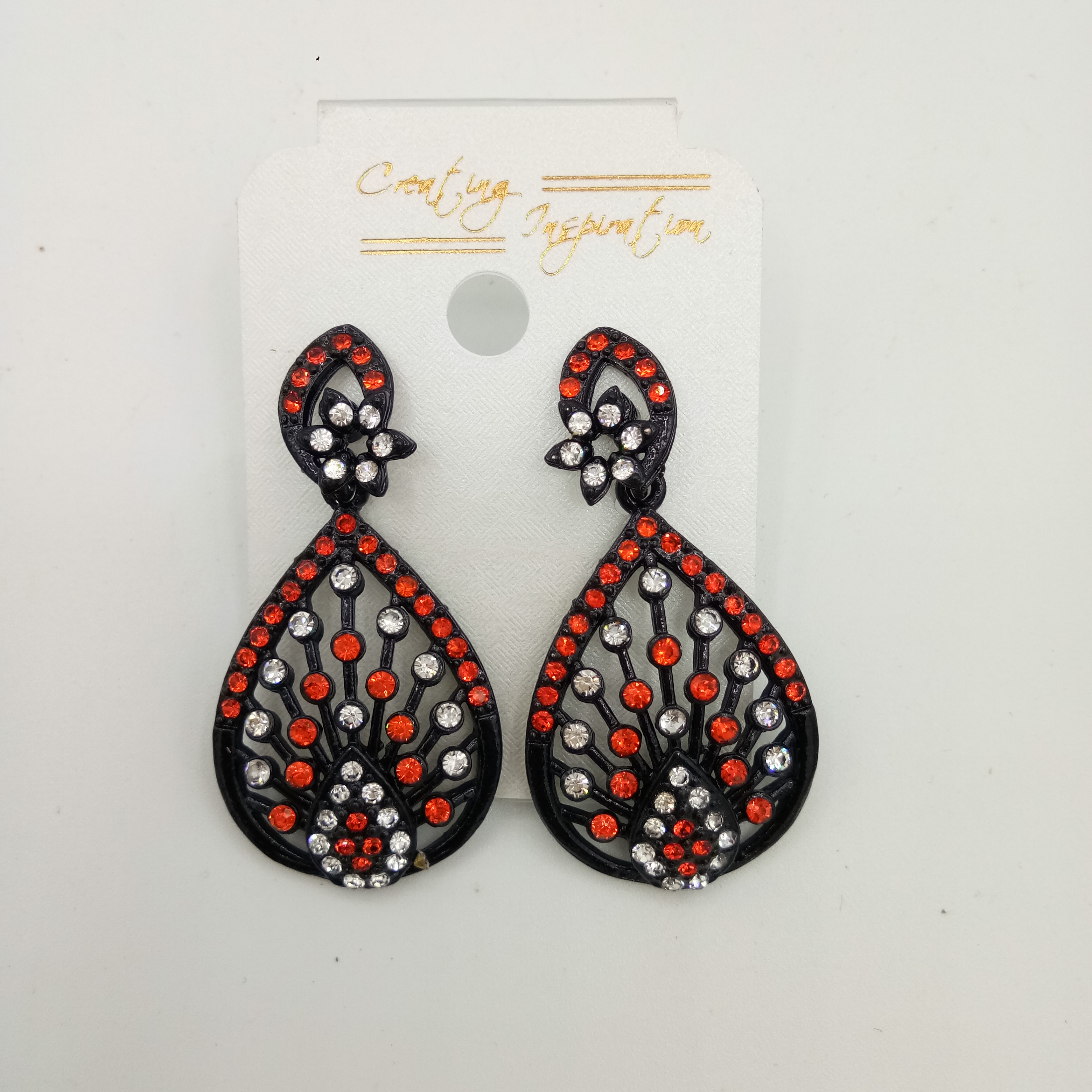 NEW BLACK WT + CLR EARRINGS - 522856