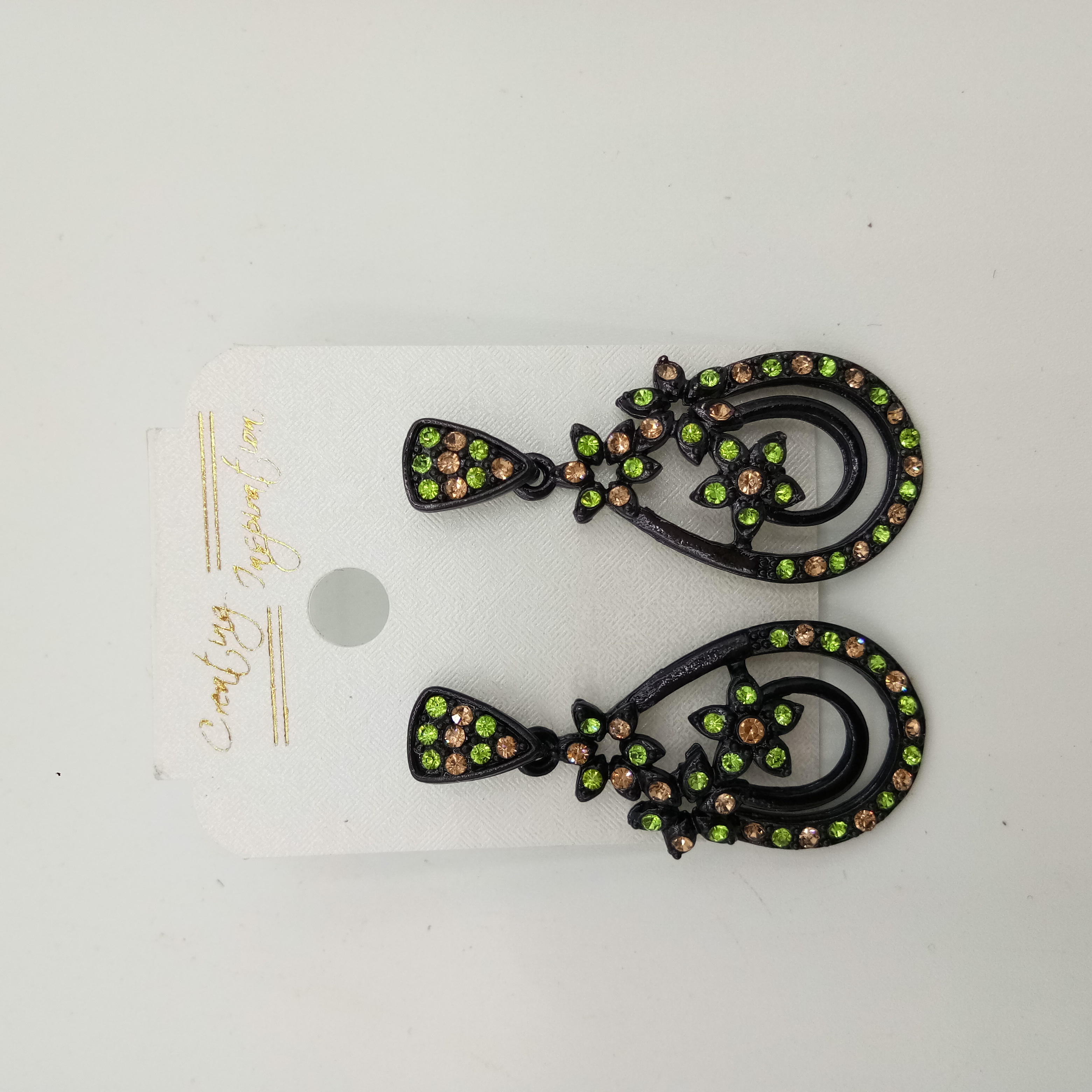 NEW BLACK LCT + CLR STONE EARRINGS - 522852