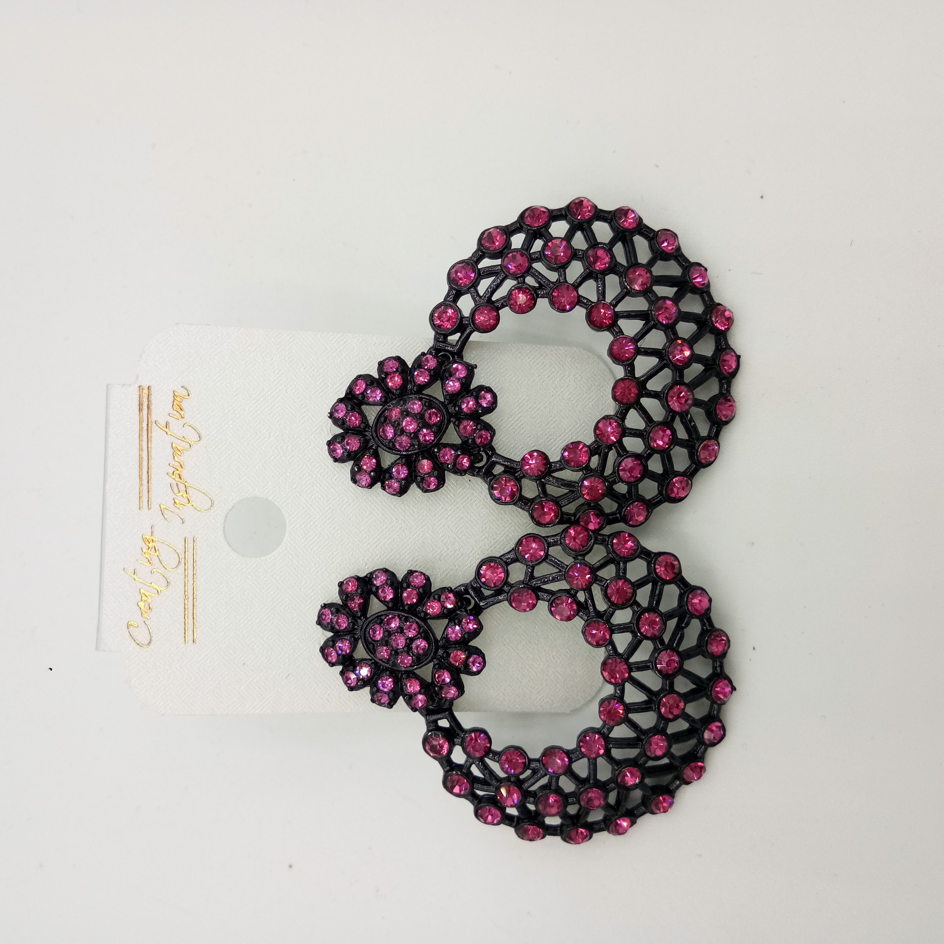 NEW BLACK SINGLE COLOR STONE EARRINGS - 522851