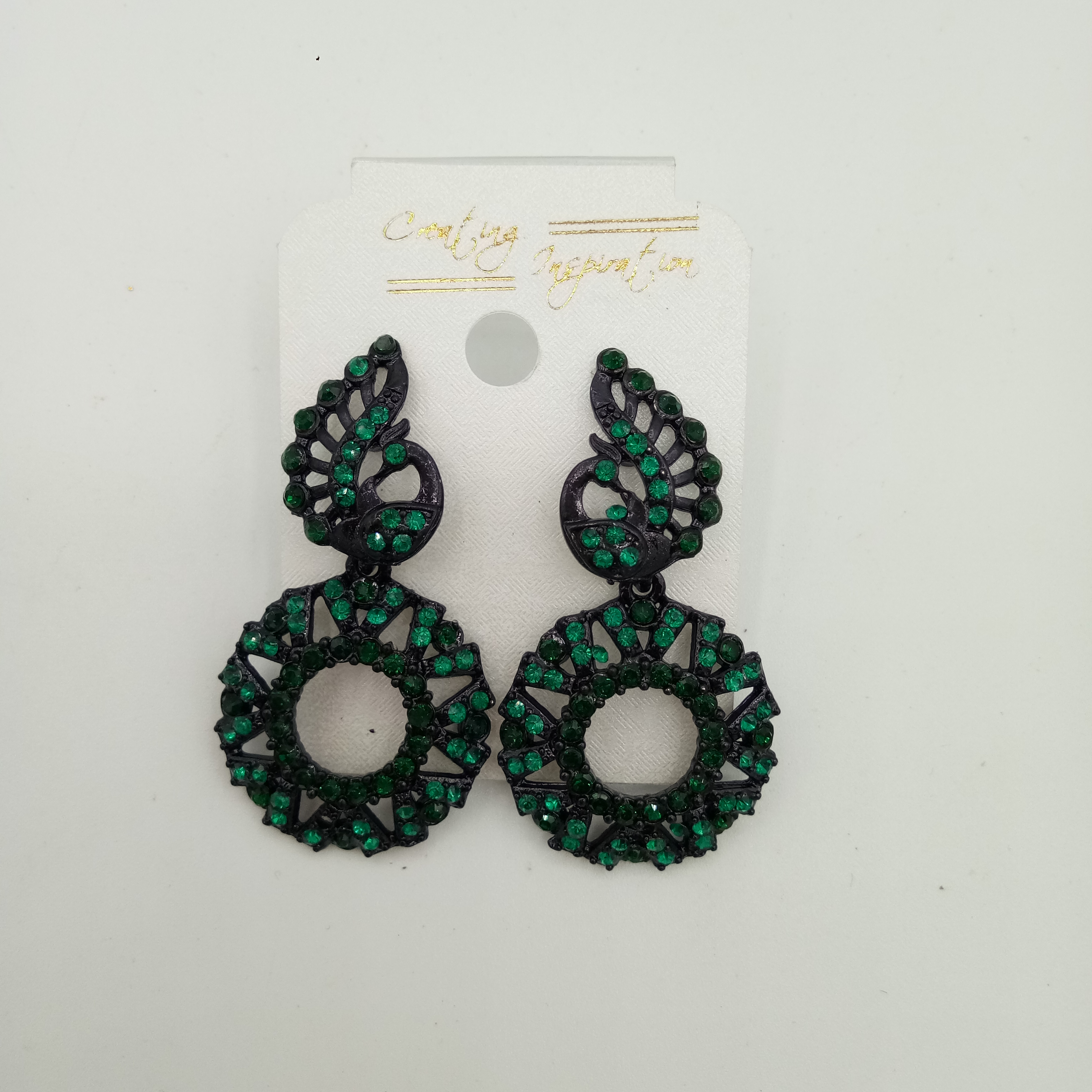 NEW BLACK SINGLE COLOR STONE EARRINGS - 522849