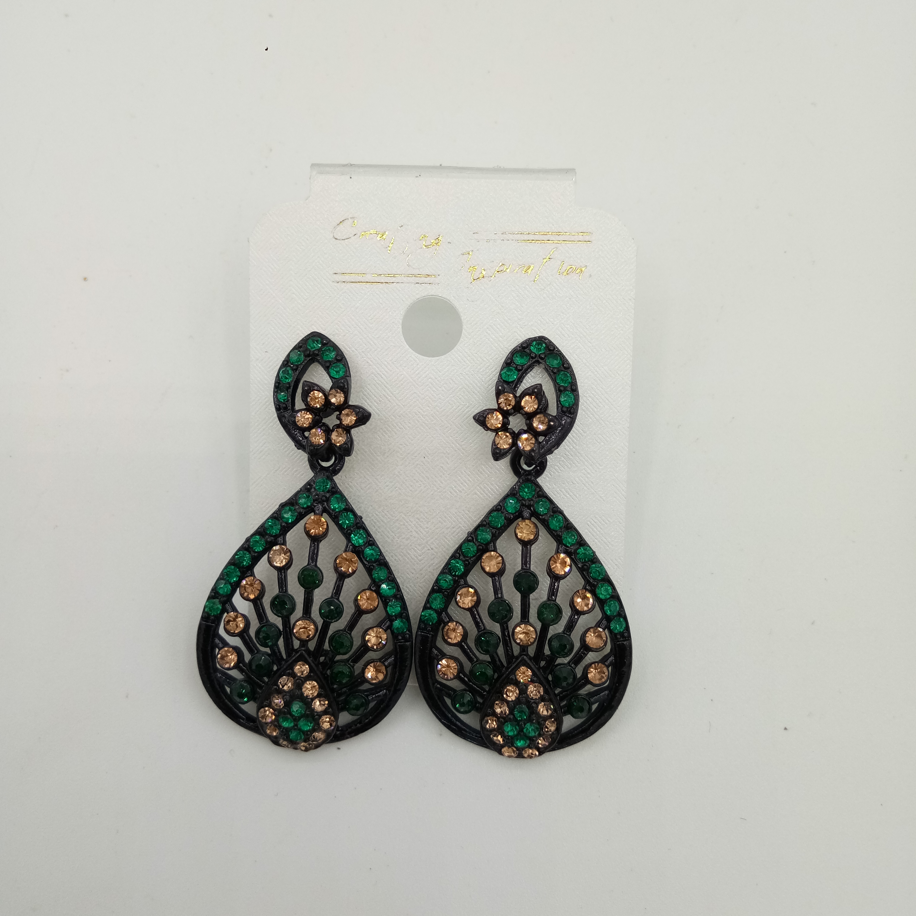 NEW BLACK LCT + CLR STONE EARRINGS - 522856