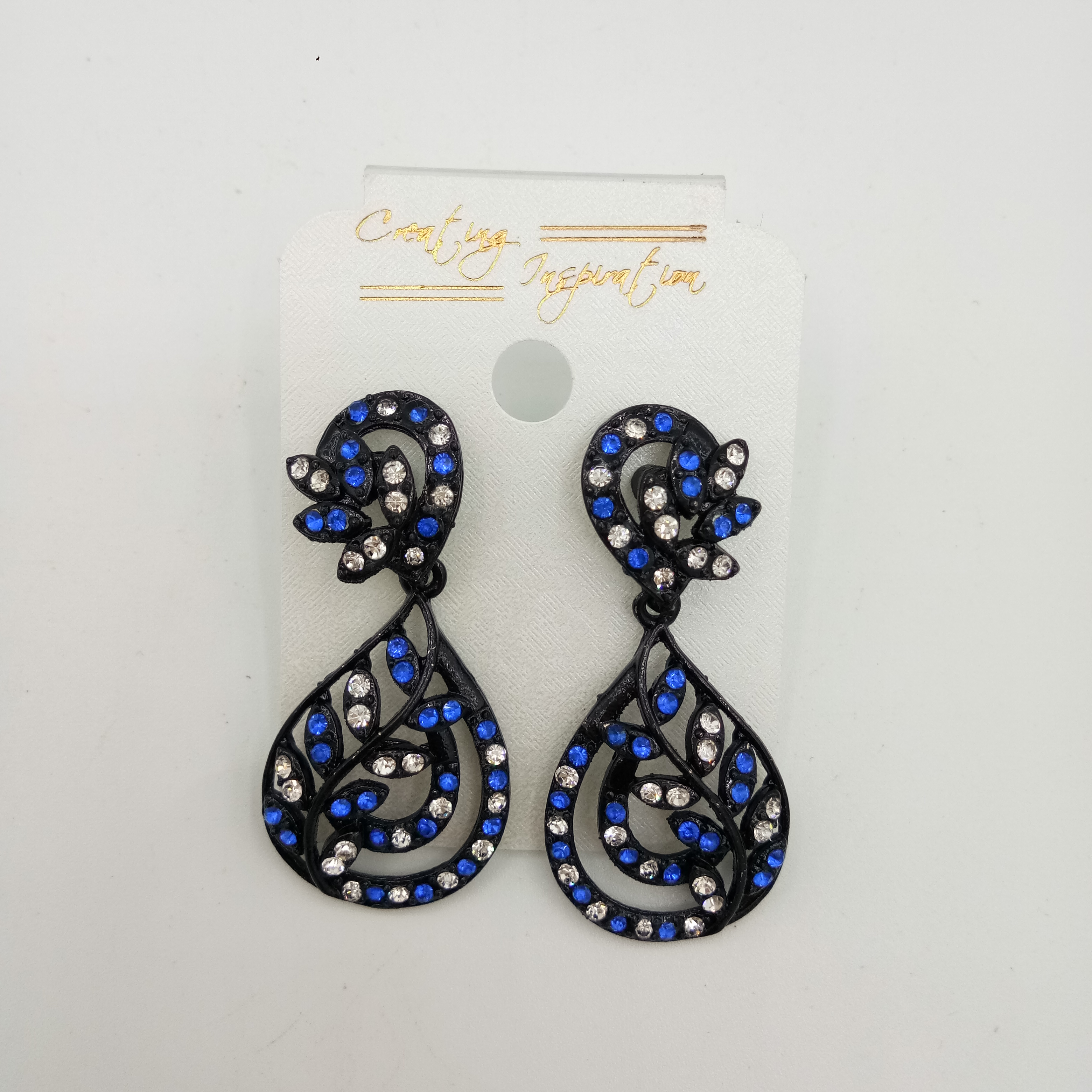 NEW BLACK WT + CLR STONE EARRINGS - 522847