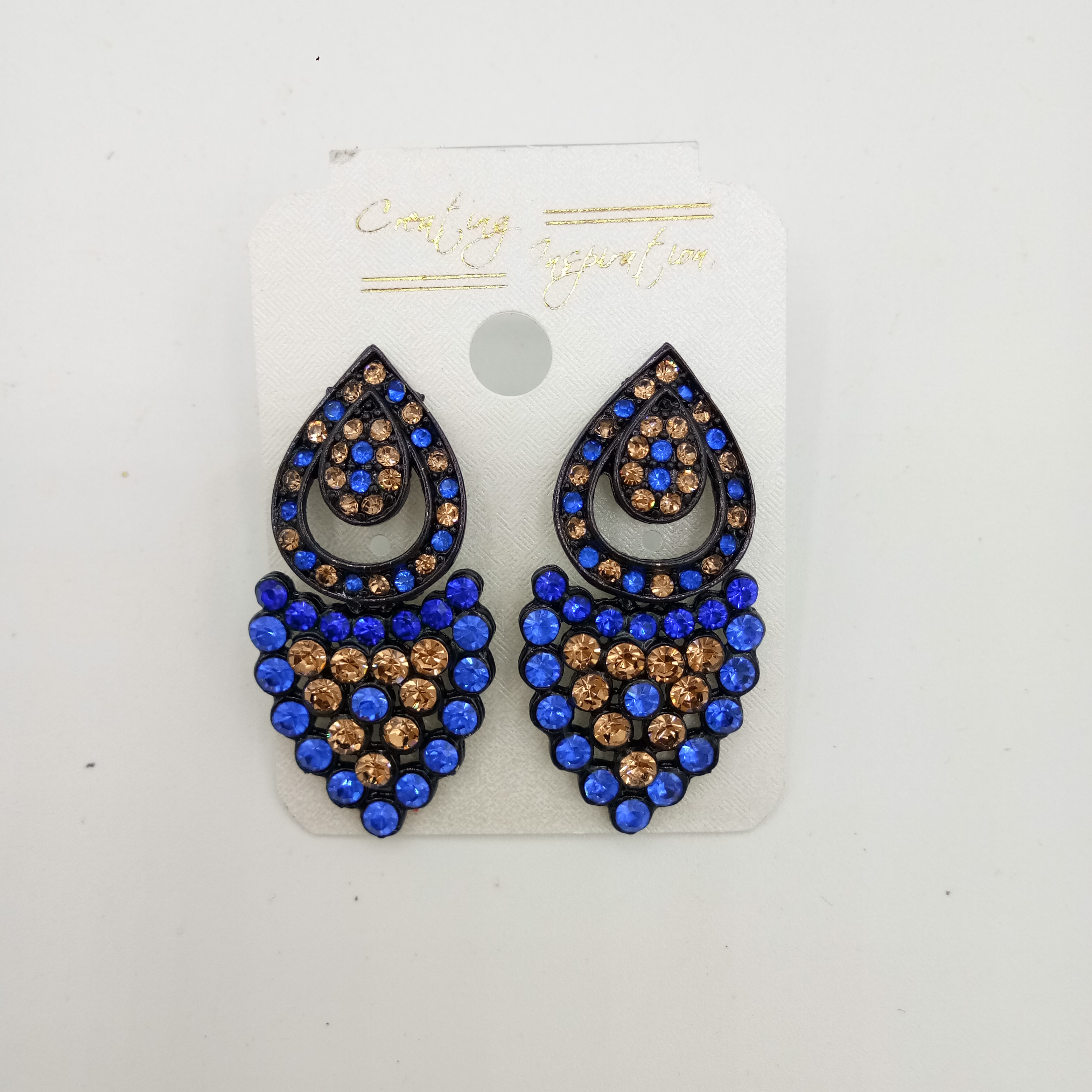 NEW BLACK LCT + CLR STONE EARRINGS - 522853