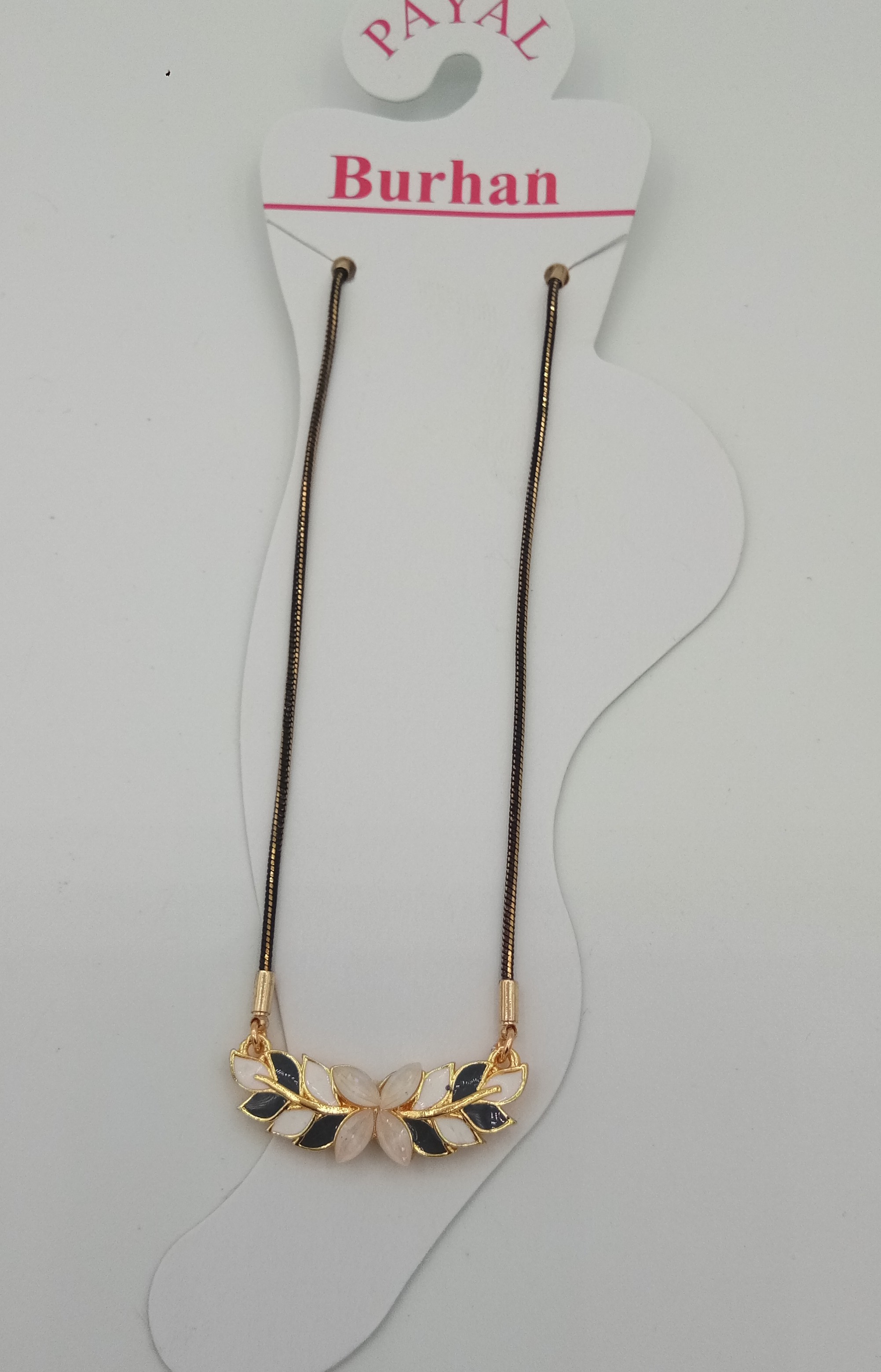 ROSE CMN + ASSST WITH BLACK SNACK CHAIN SINGLE PAYAL - 11106