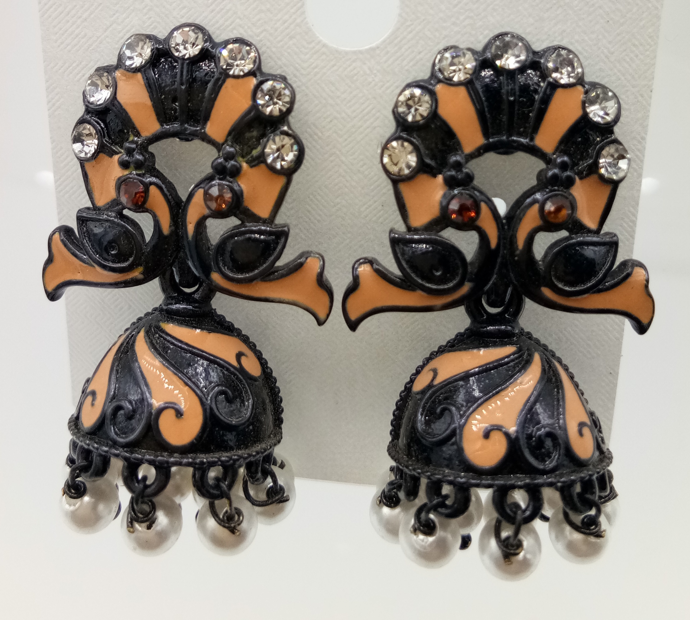 BLACK CMN WT STONE JHUMKI - 523071