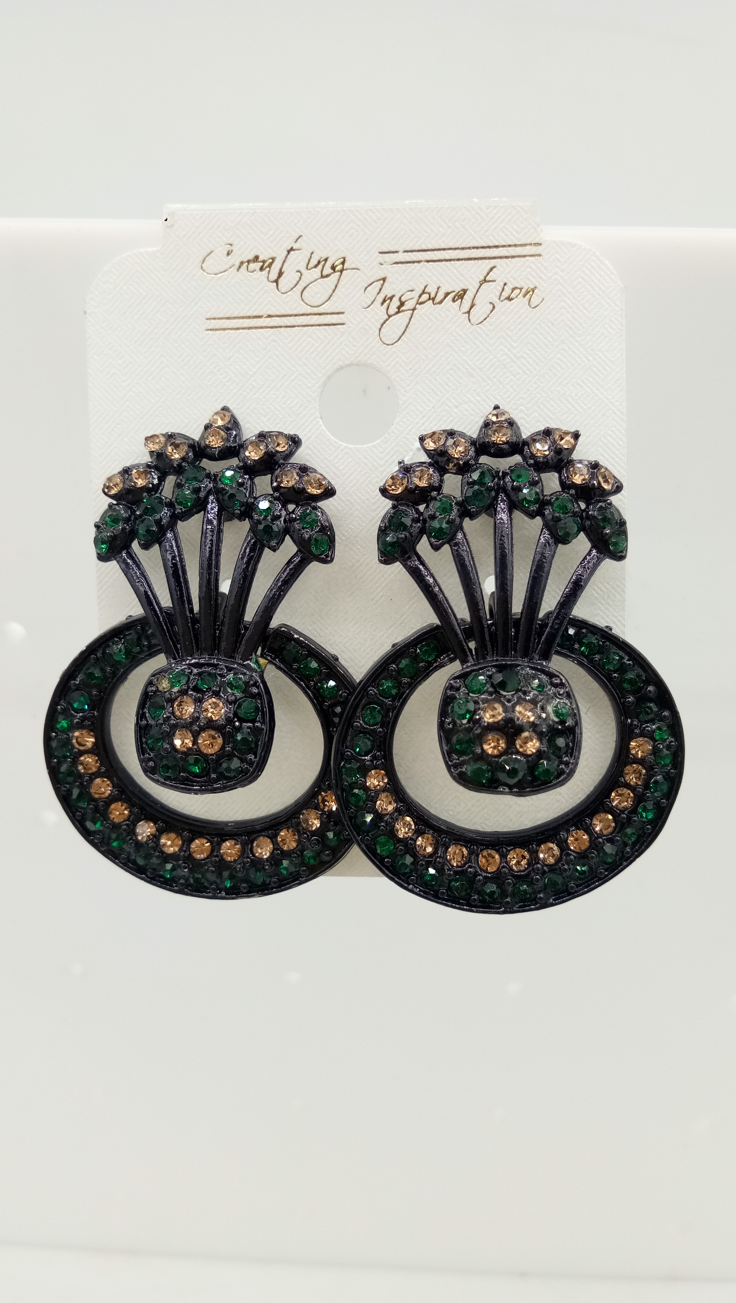 BLACK LCT + CR STONE EARRING - 522966