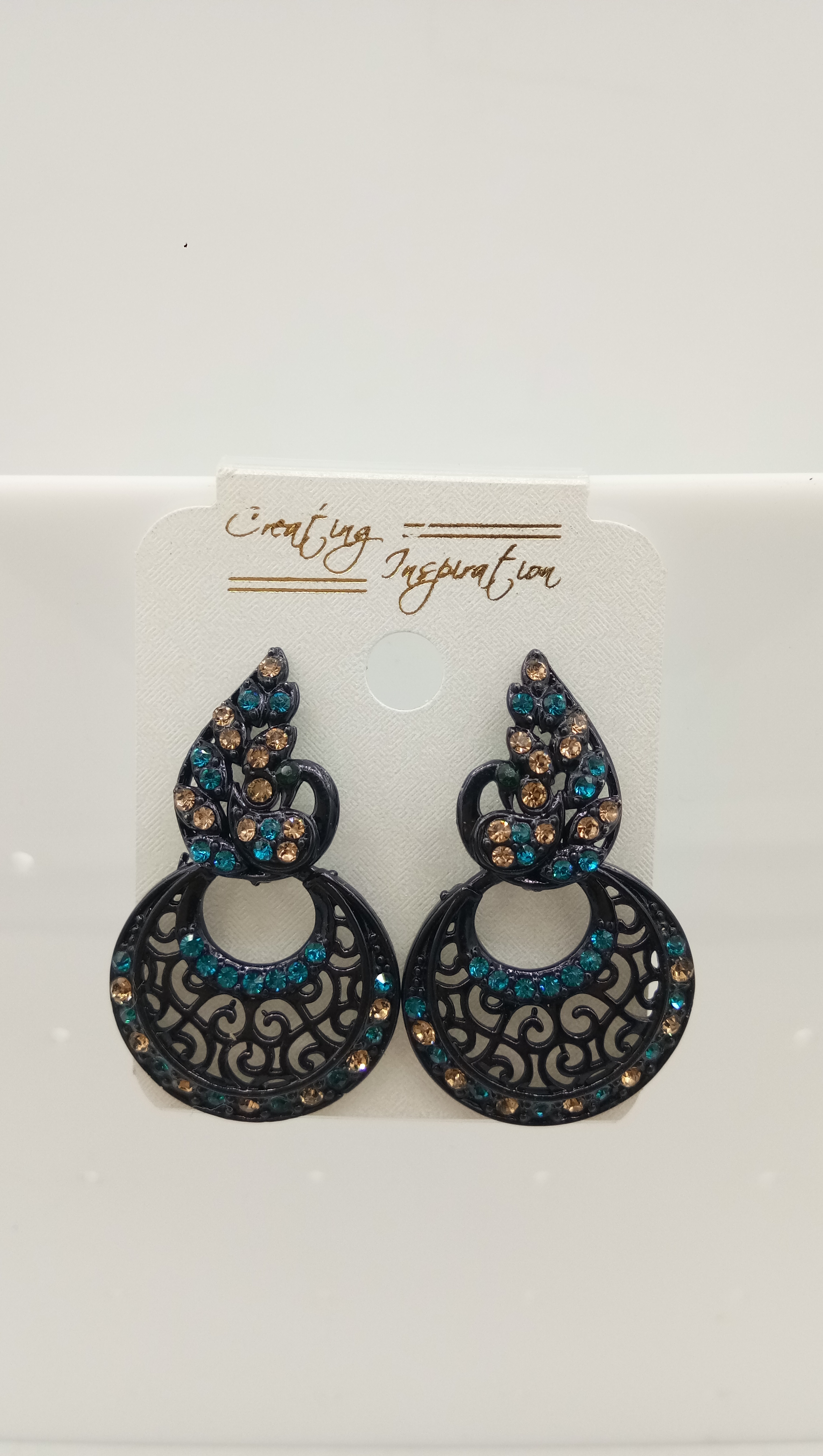 BLACK LCT + CR STONE EARRING - 522960