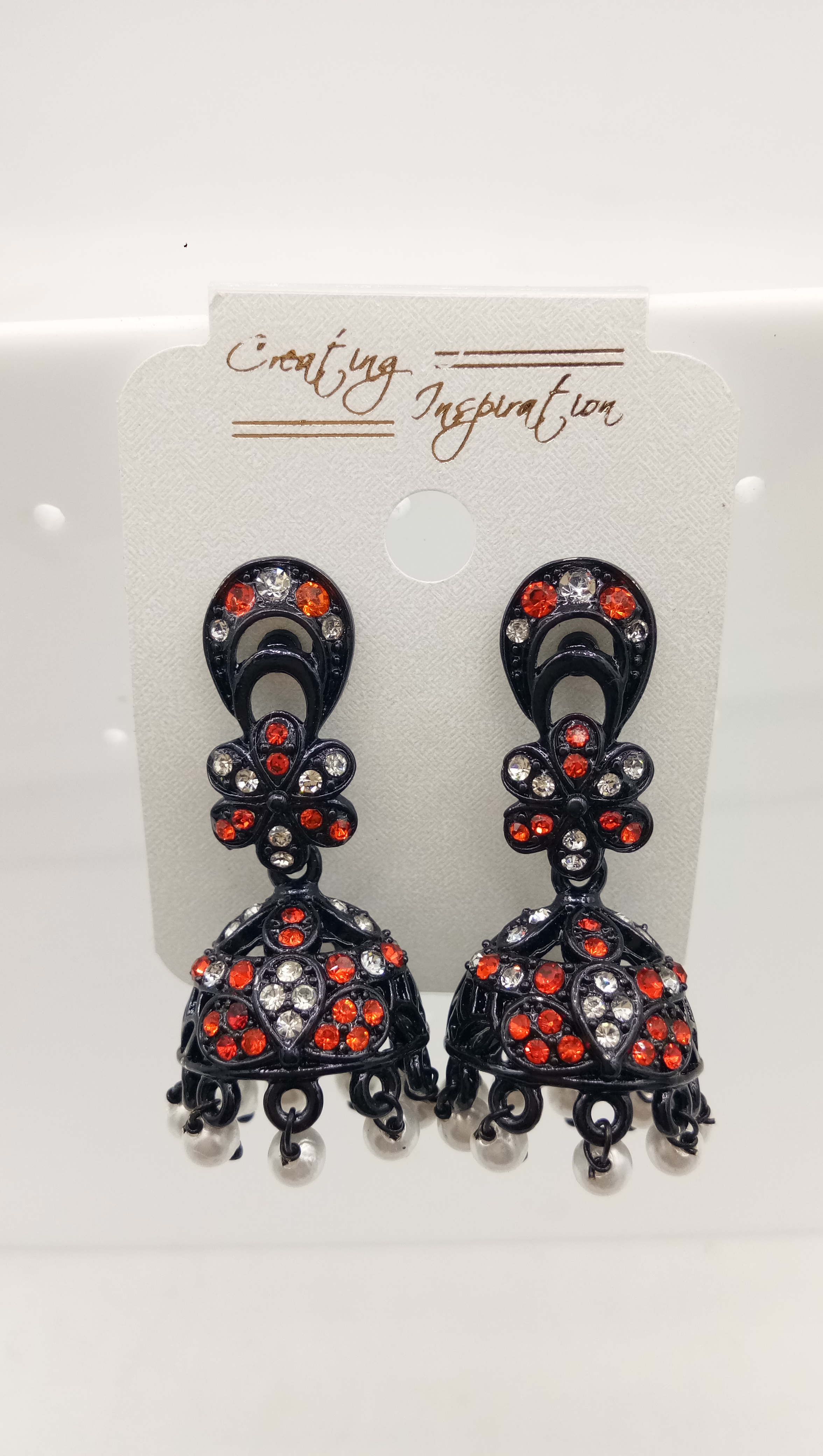 BLACK WT + CR STONE JHUMKI - 522988