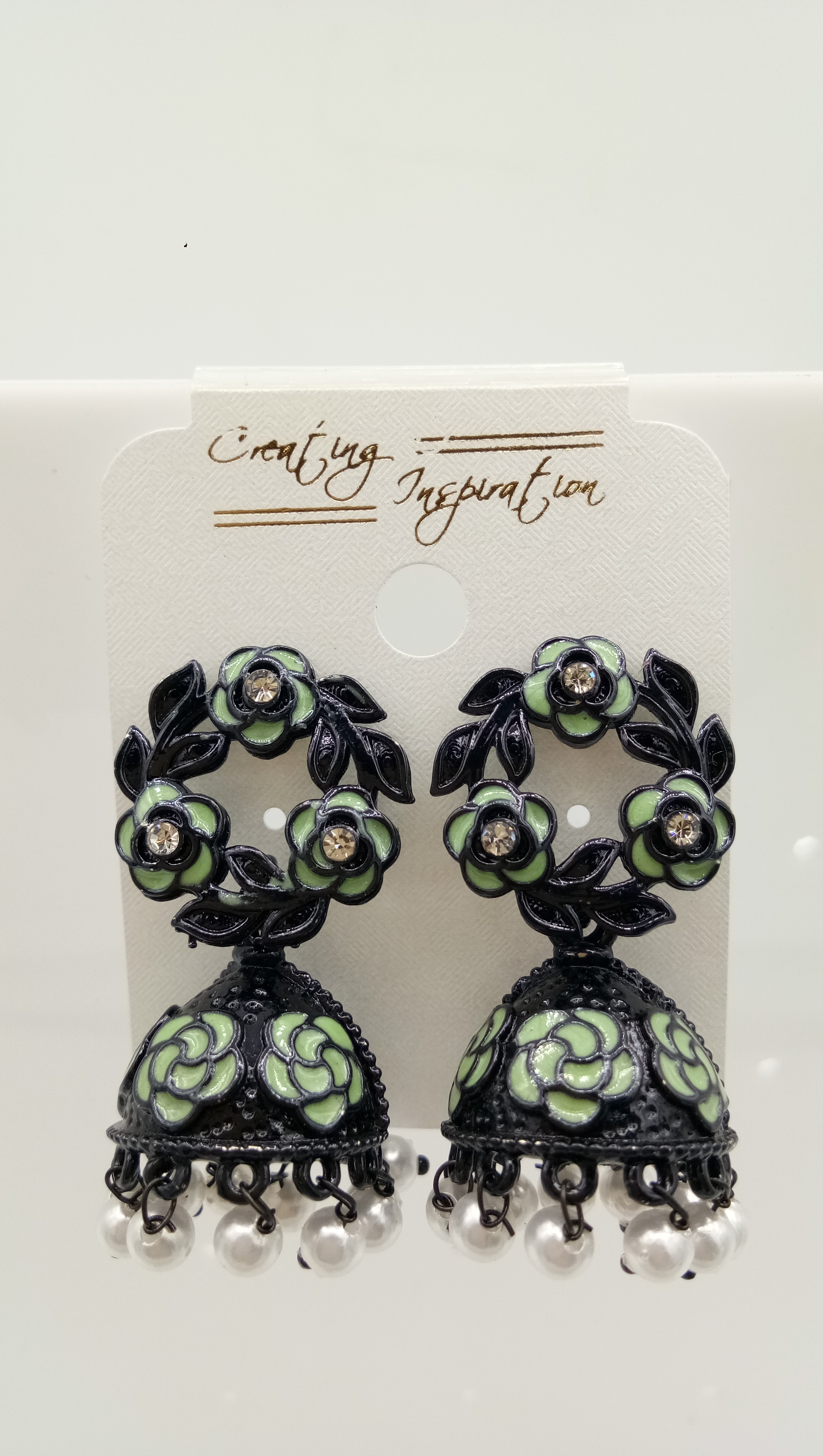 BLACK CMN WT STONE JHUMKI - 523089