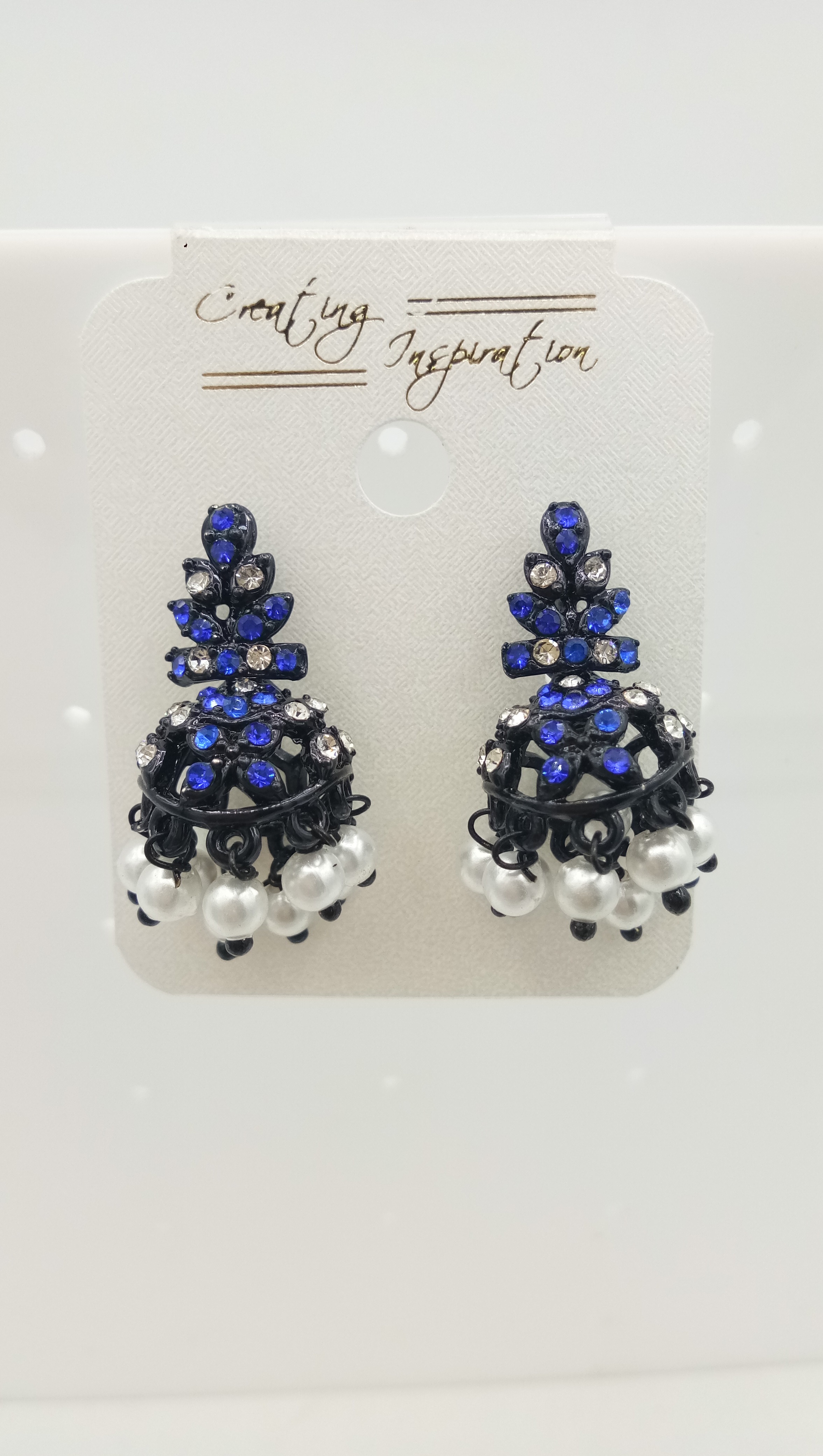 BLACK WT + CR STONE JHUMKI - 522999