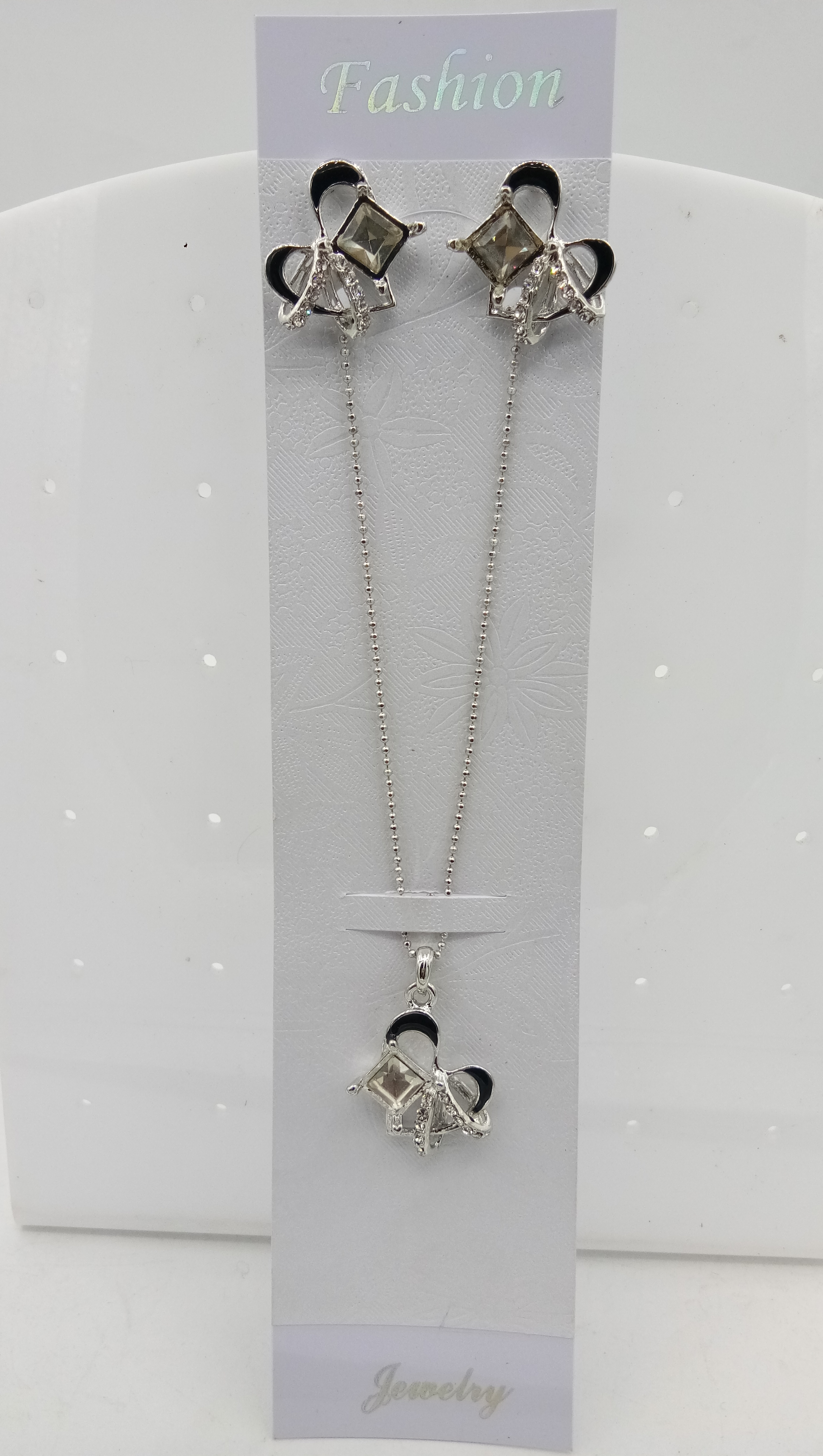 RODIUM CMN WT STONE + WT RV PENDANT TOPS -27308