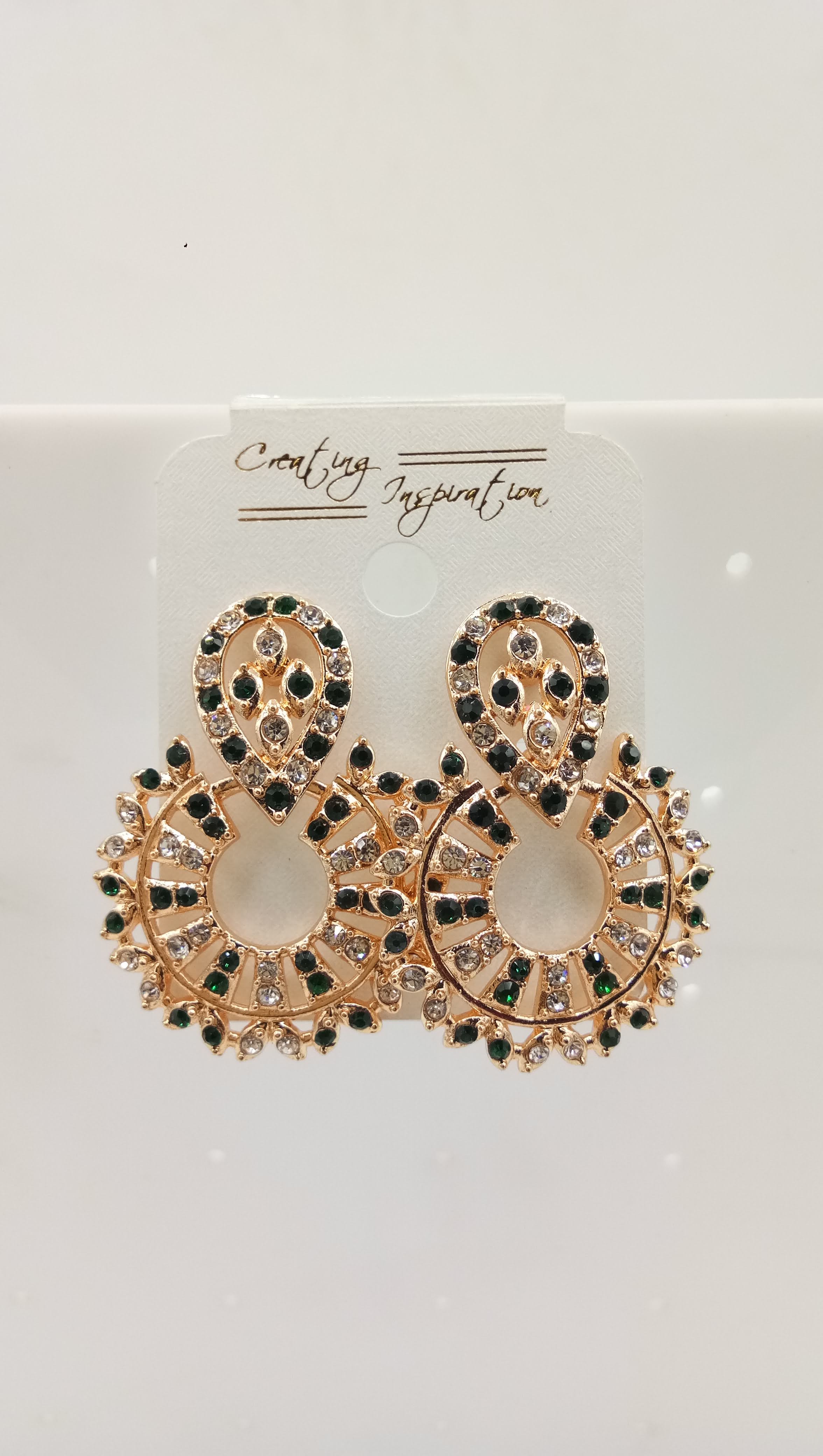 ROSE WT + CR STONE EARRINGS - 522968