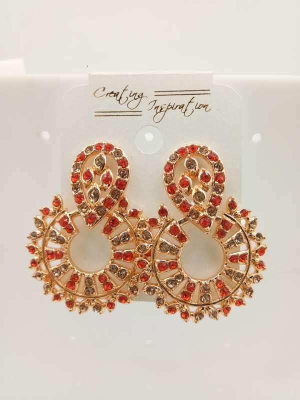 ROSE LCT + CR STONE EARRINGS - 522968