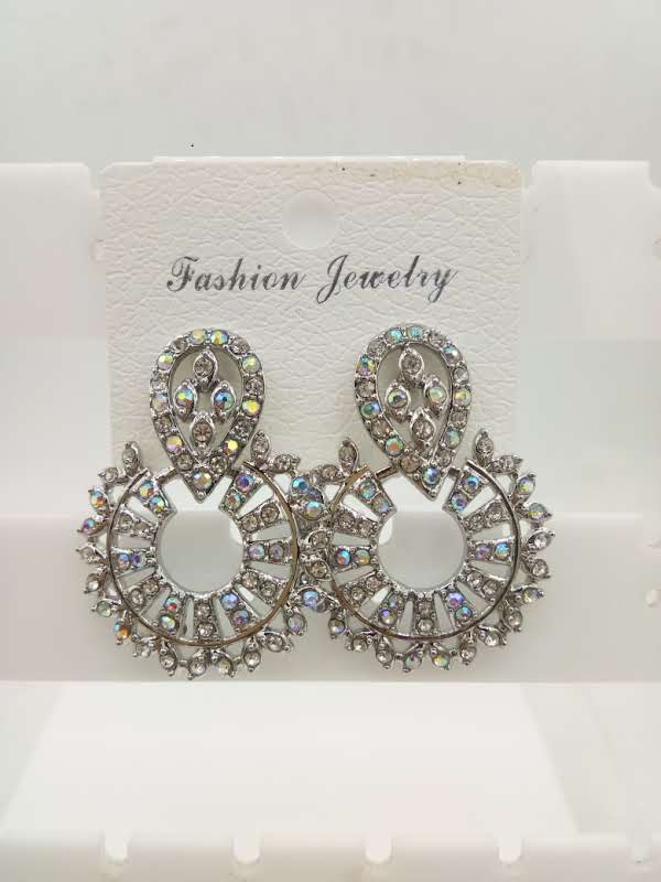 RODIUM WT RAINBOW STONE EARRING - 522968