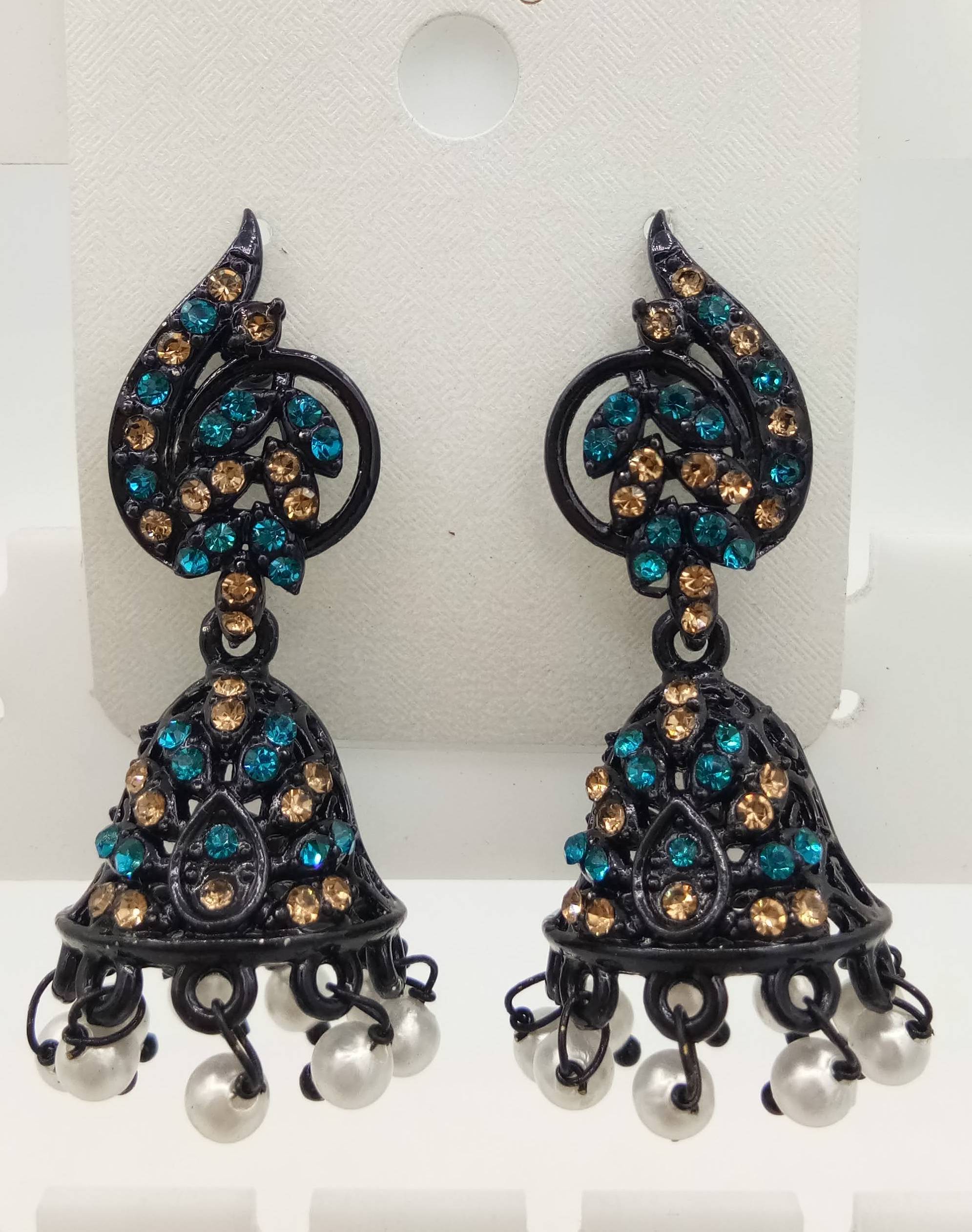 BLACK LCT + CR STONE JHUMKI - 523012