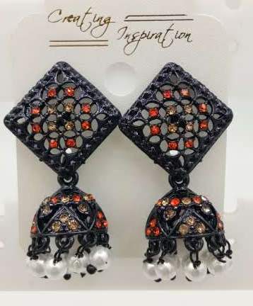 BLACK LCT + CR STONE JHUMKI - 523002