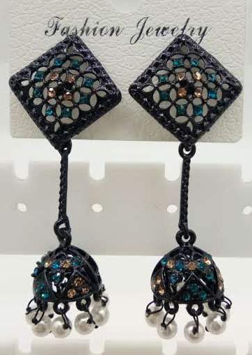 BLACK LCT + CR STONE JHUMKI - 522985