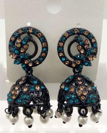 BLACK LCT + CR STONE JHUMKI - 523005