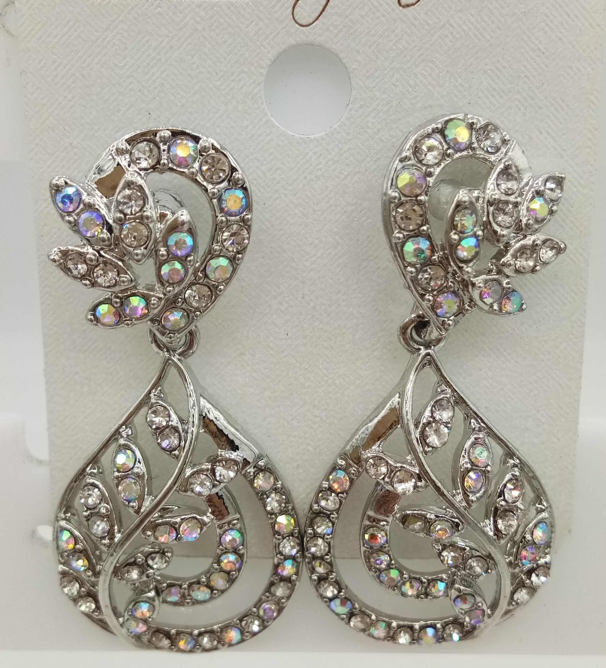 RODIUM WT RAINBOW STONE EARRING - 522847