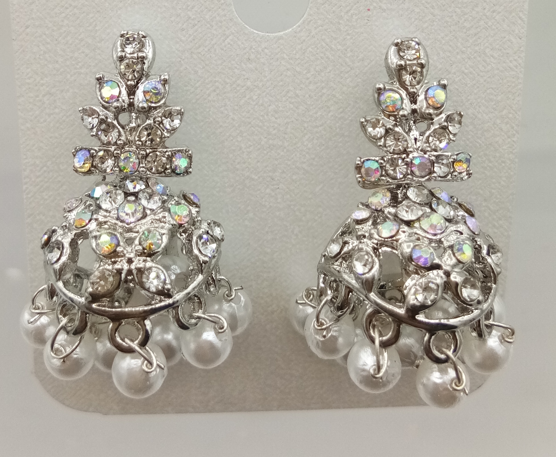 RODIUM WT RAINBOW STONE JHUMKI - 522999