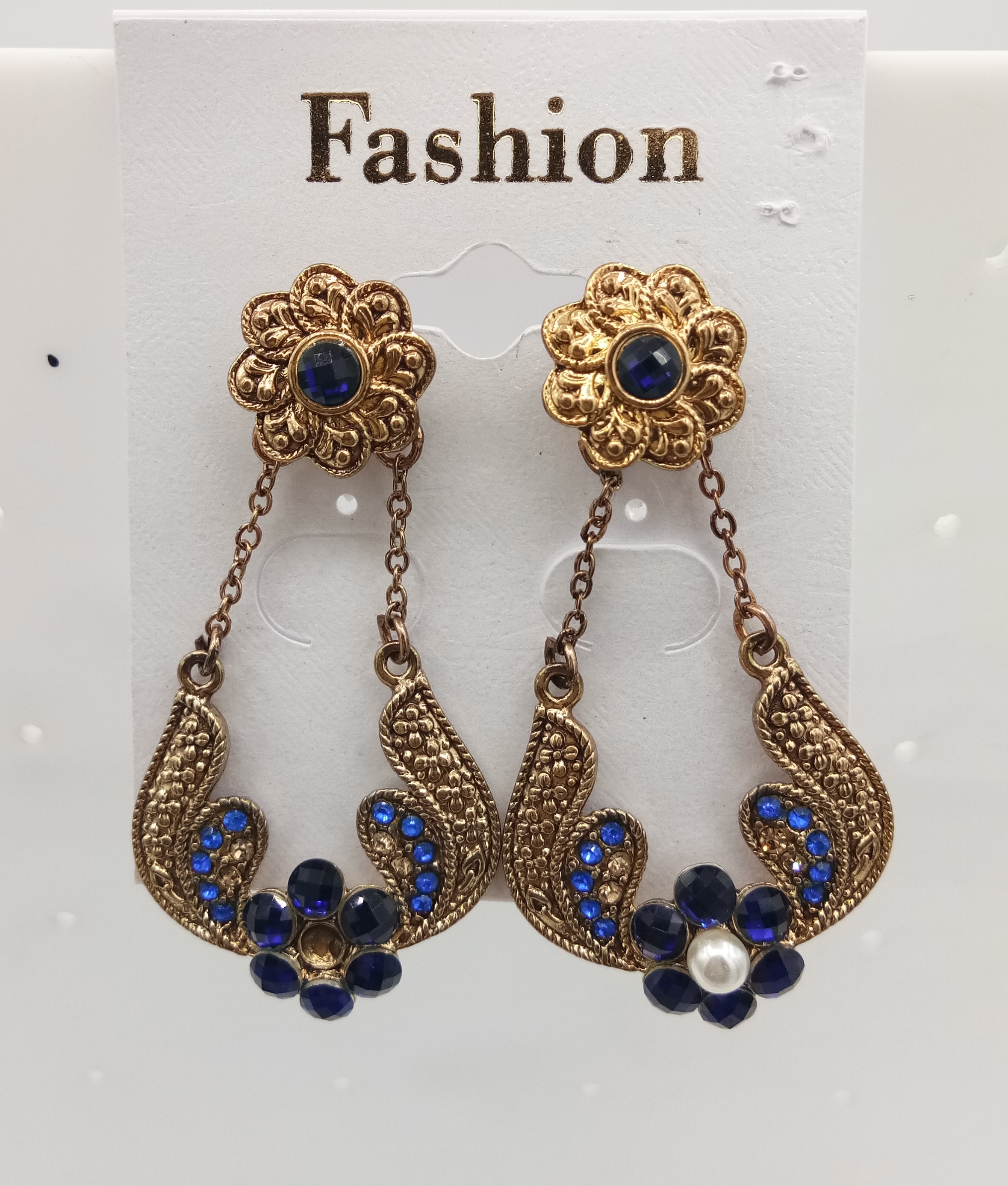 NEW ANTQIUE CLR STN EARRINGS - 52732