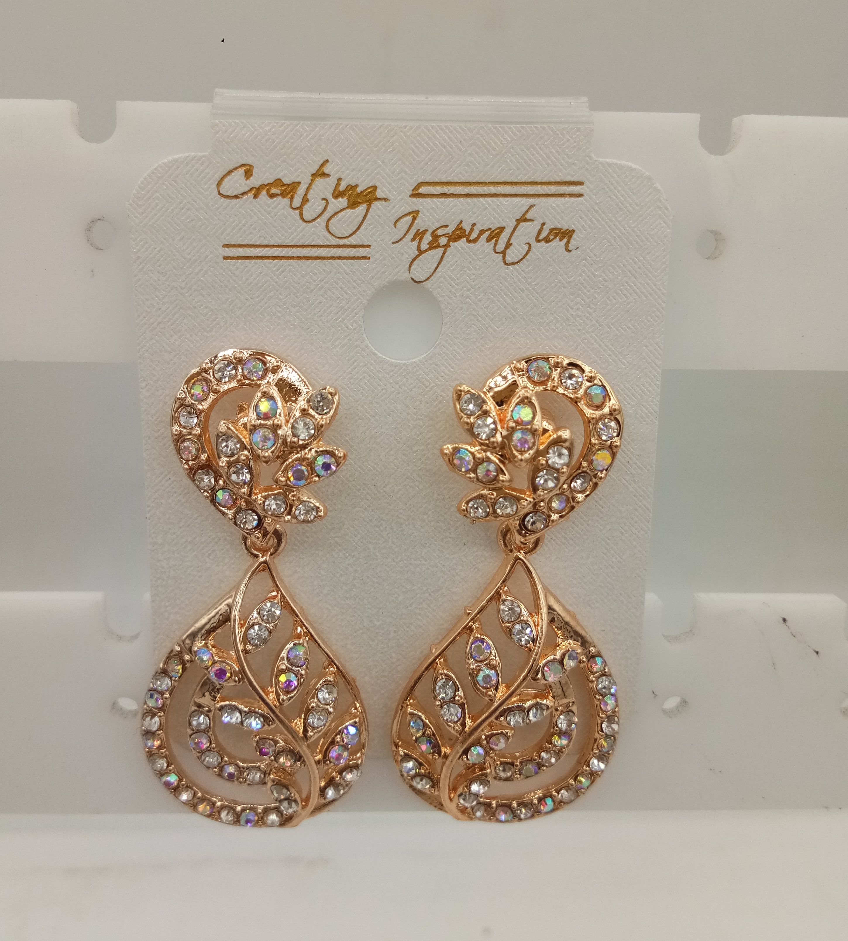 ROSE WHITE STONE EARRING - 522847