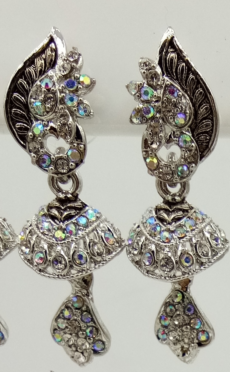 RODIUM RAINBOW + CLR STONE JHUMKI - 523539