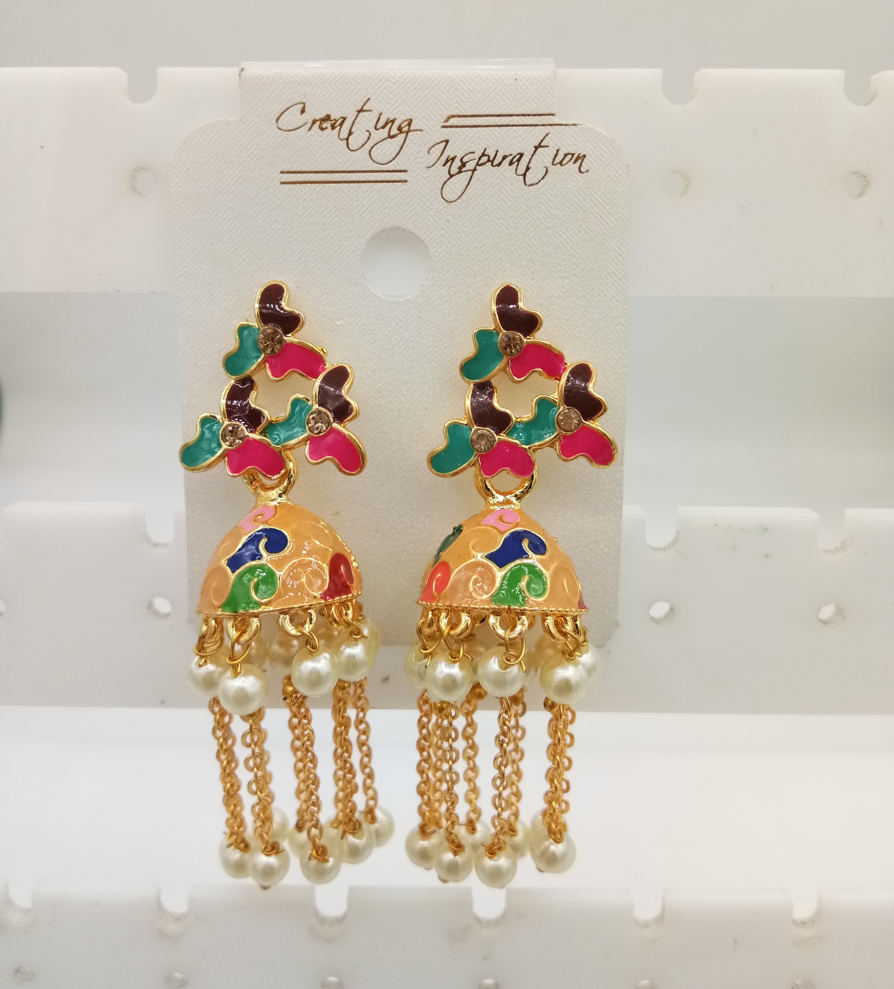 LG MULTI MEENA CHAIN JHUMKI - 523554