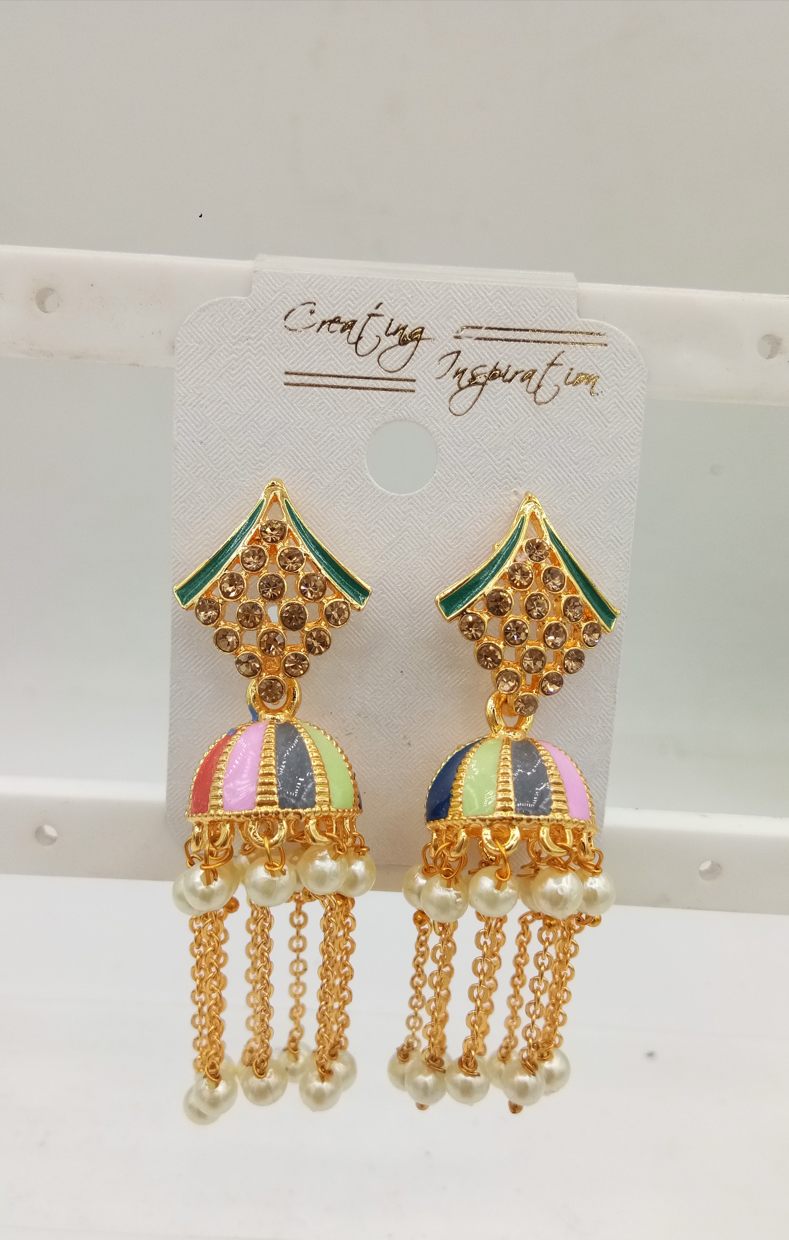 LG MULTI MEENA CHAIN JHUMKI - 523489