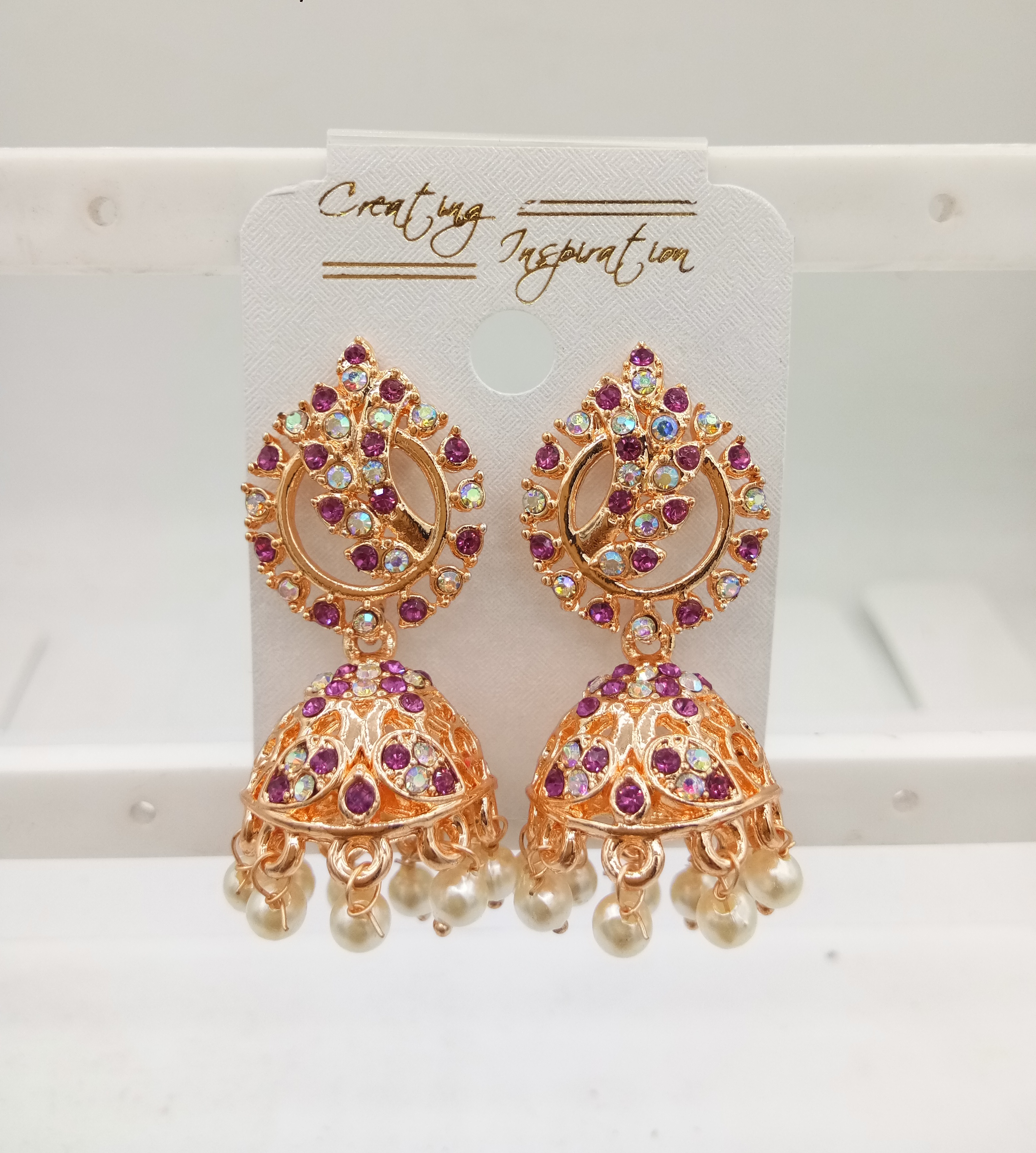 ROSE RAINBOW + CR STONE JHUMKI - 523008