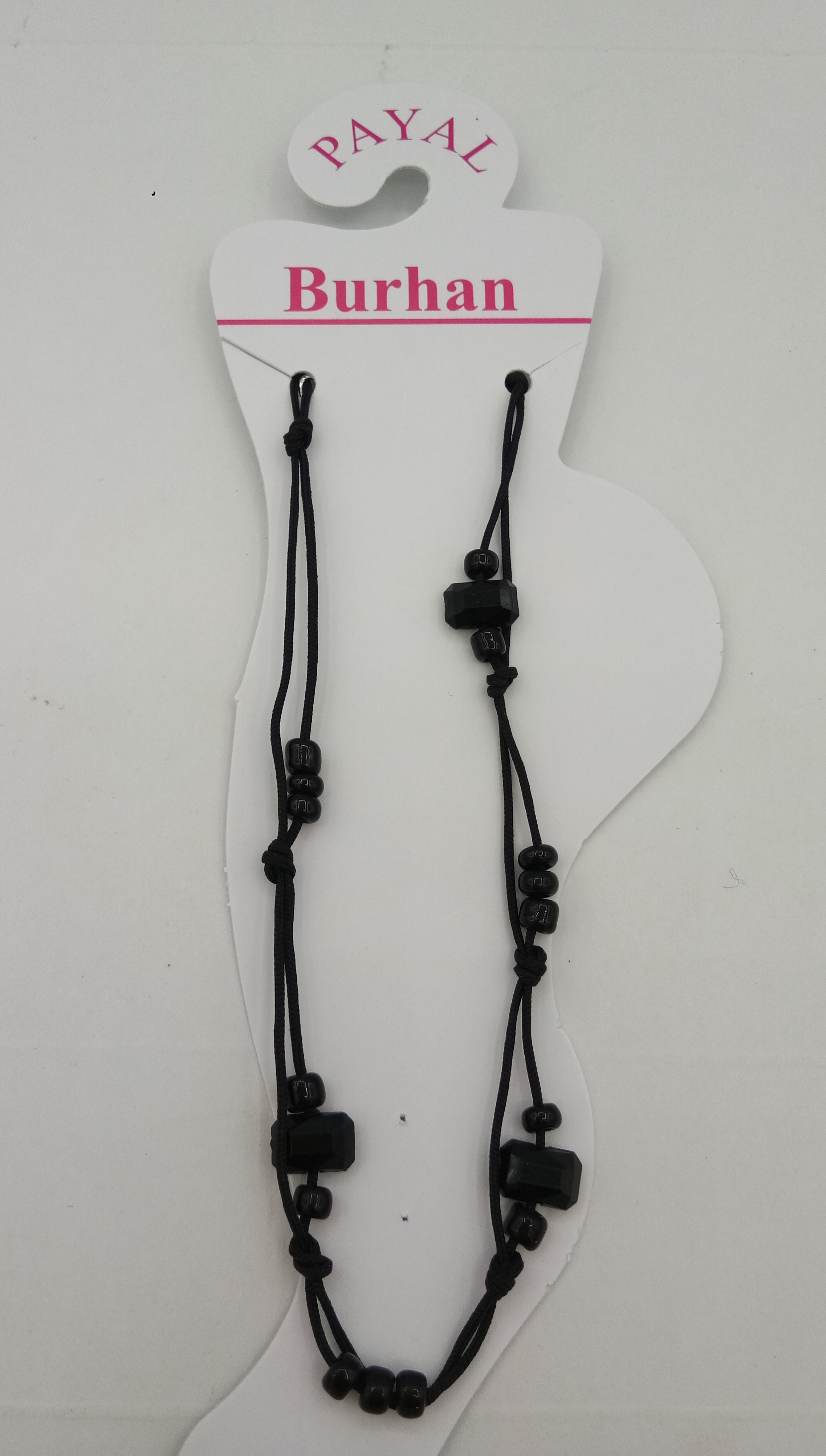 BLACK DHAGA + BLACK CRYSTAL  PAYAL - 0121