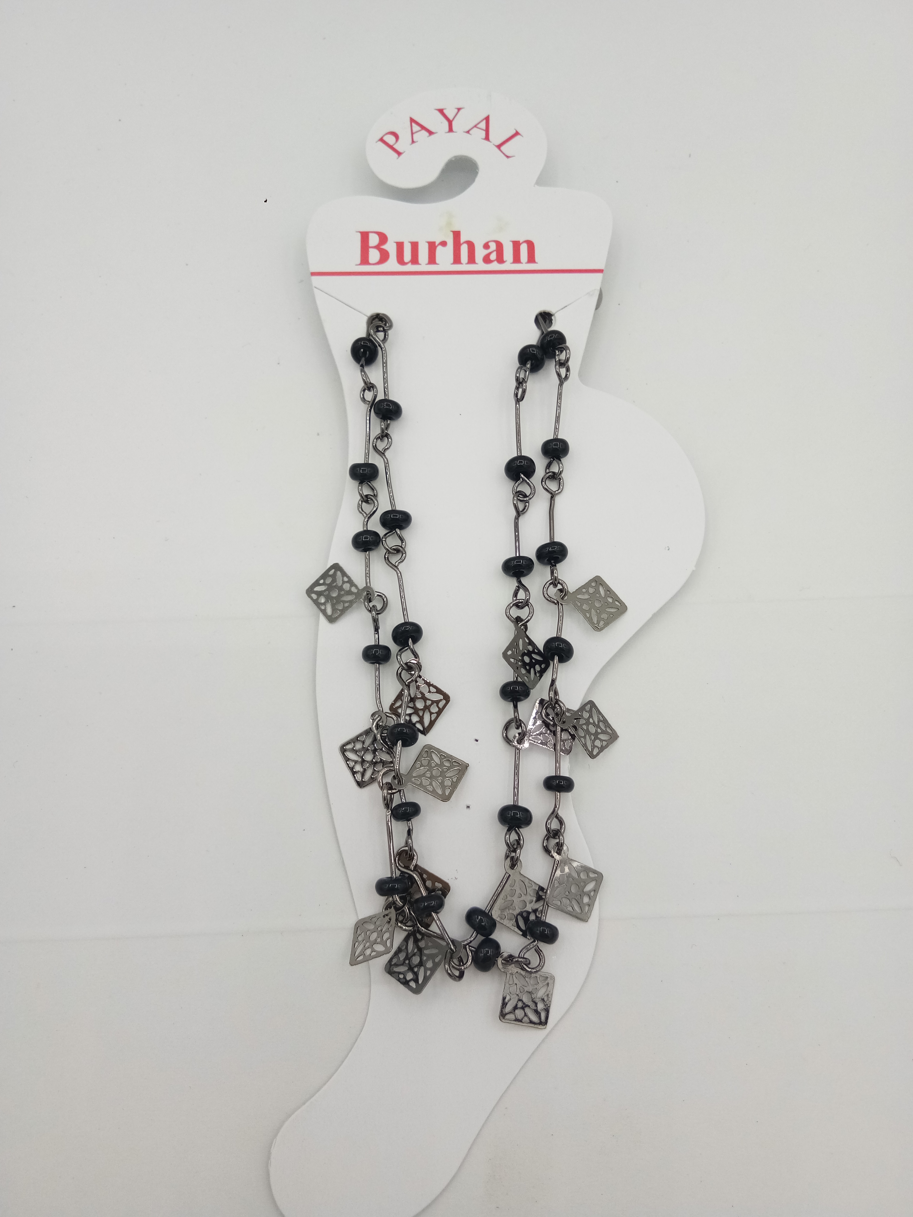 BURHAN BLACK CRYSTAL PAYAL - 3049