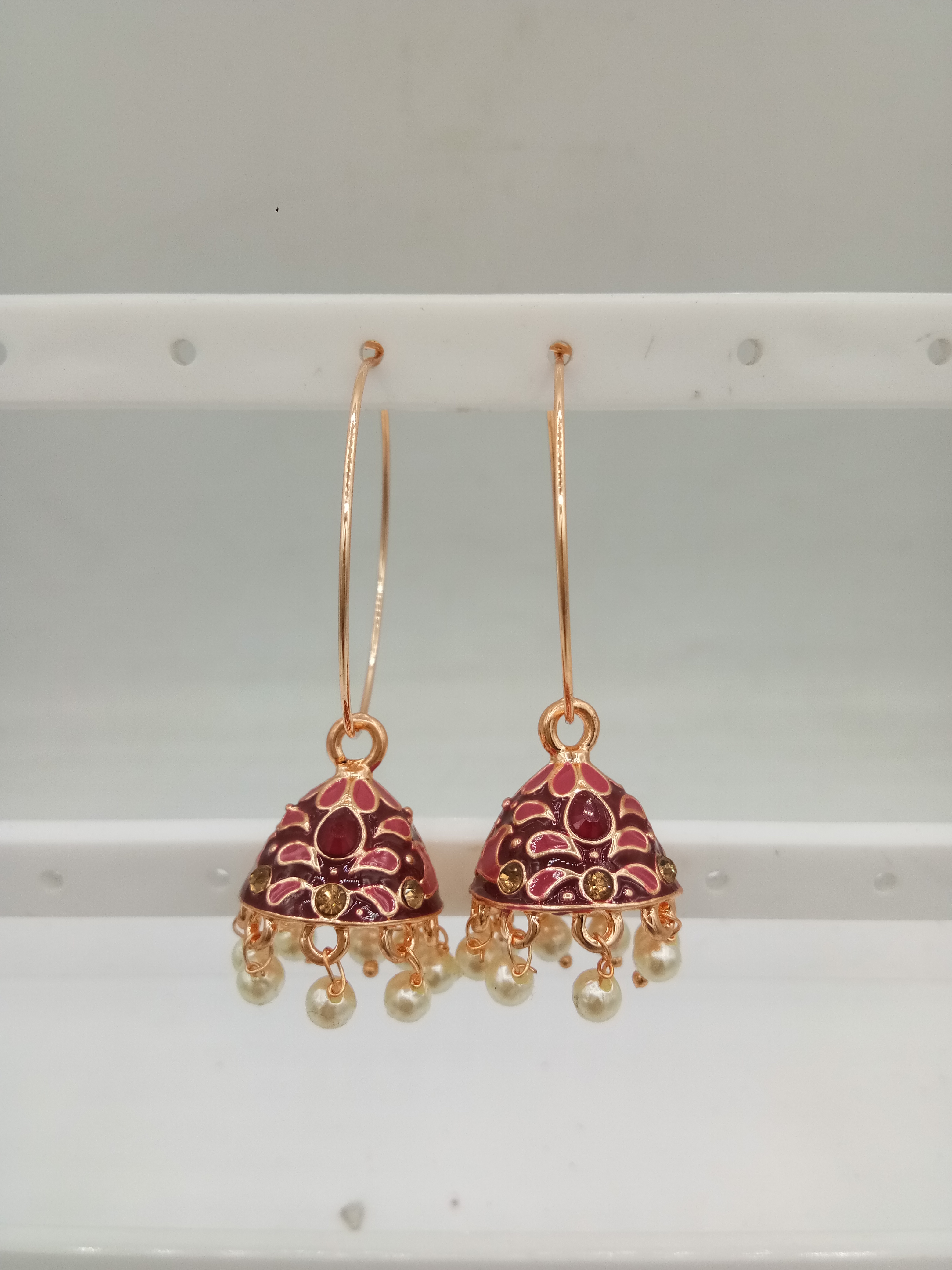 ROSE CLR MEENA PLAIN BALI JHUMKI - 522787