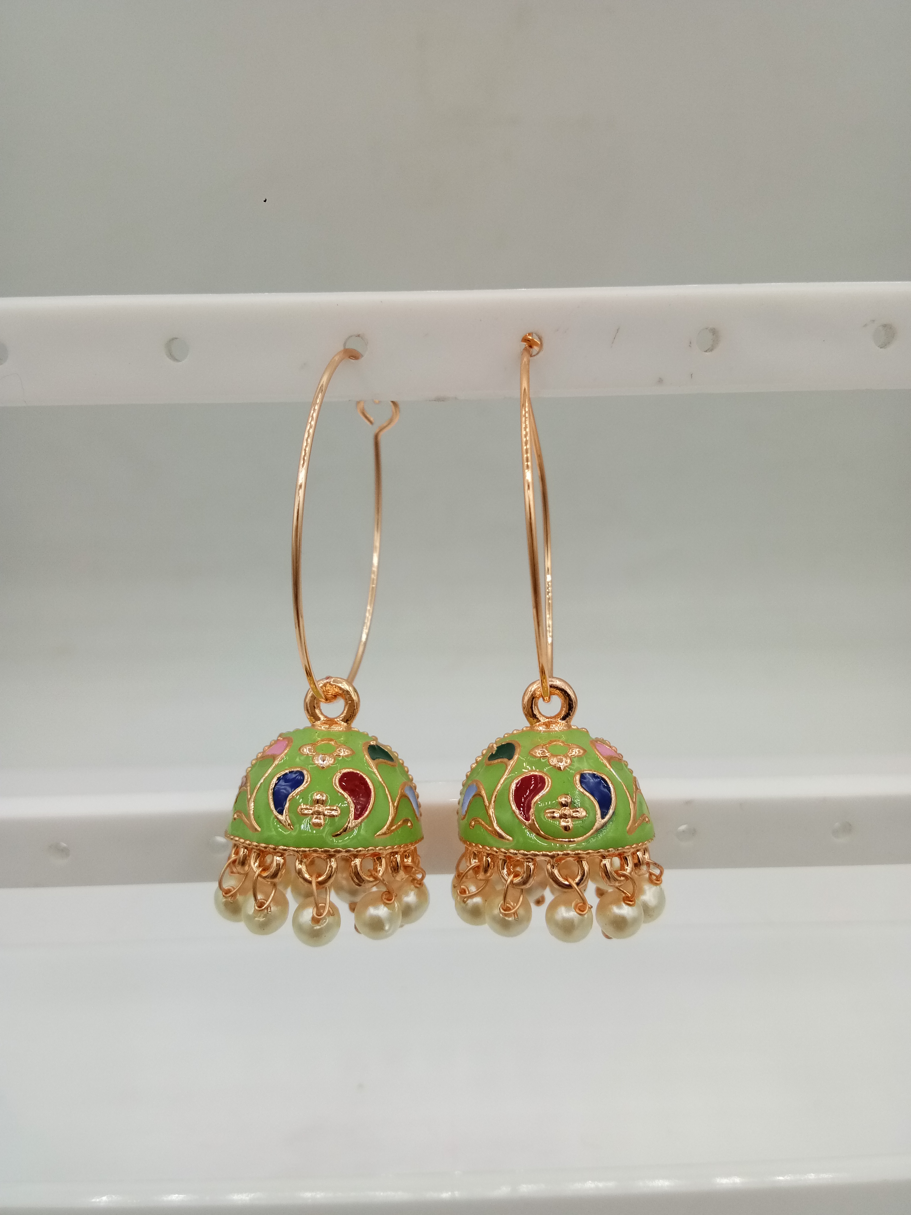 S ROSE MULTI MEENA PLAIN BALI JHUMKI - 522810