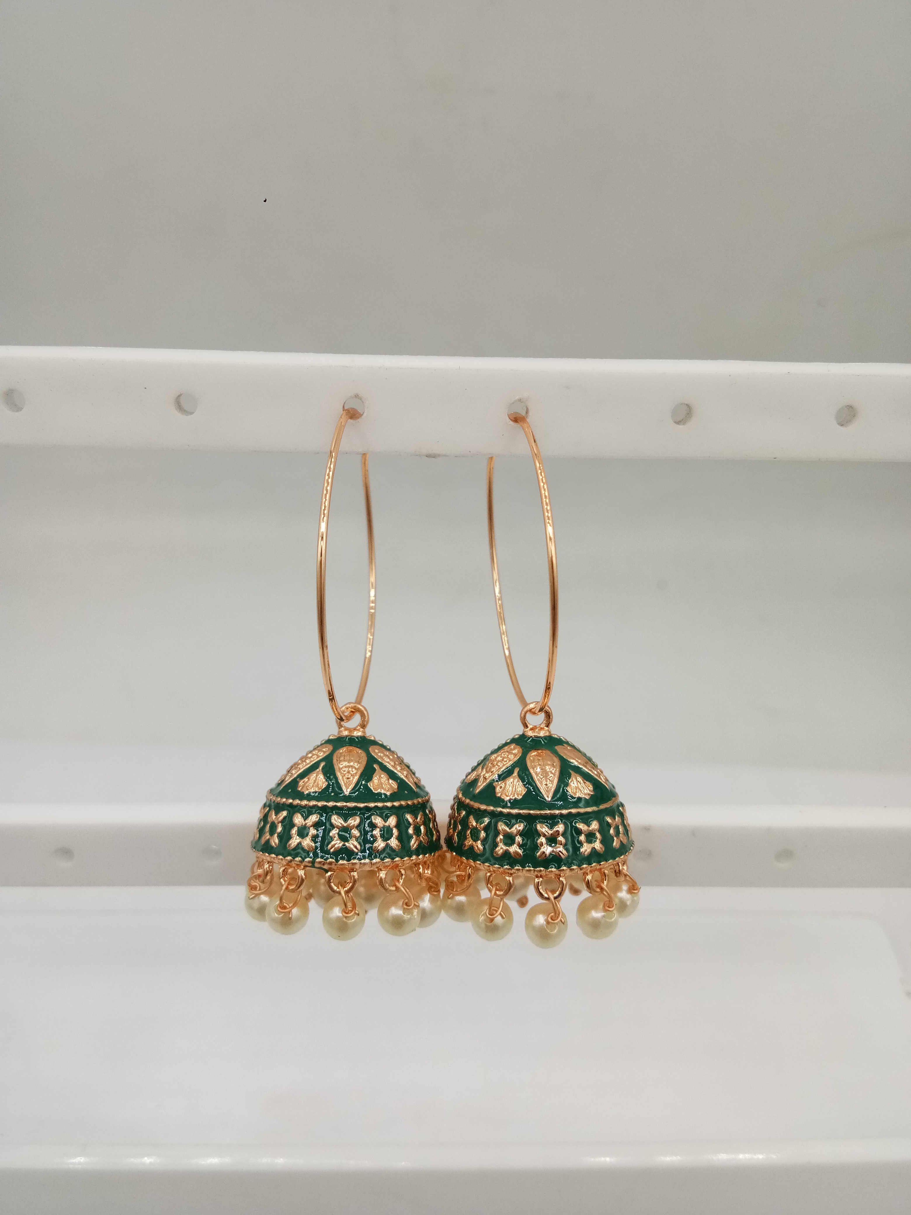 S ROSE CLR MEENA PLAIN BALI JHUMKI - 522812