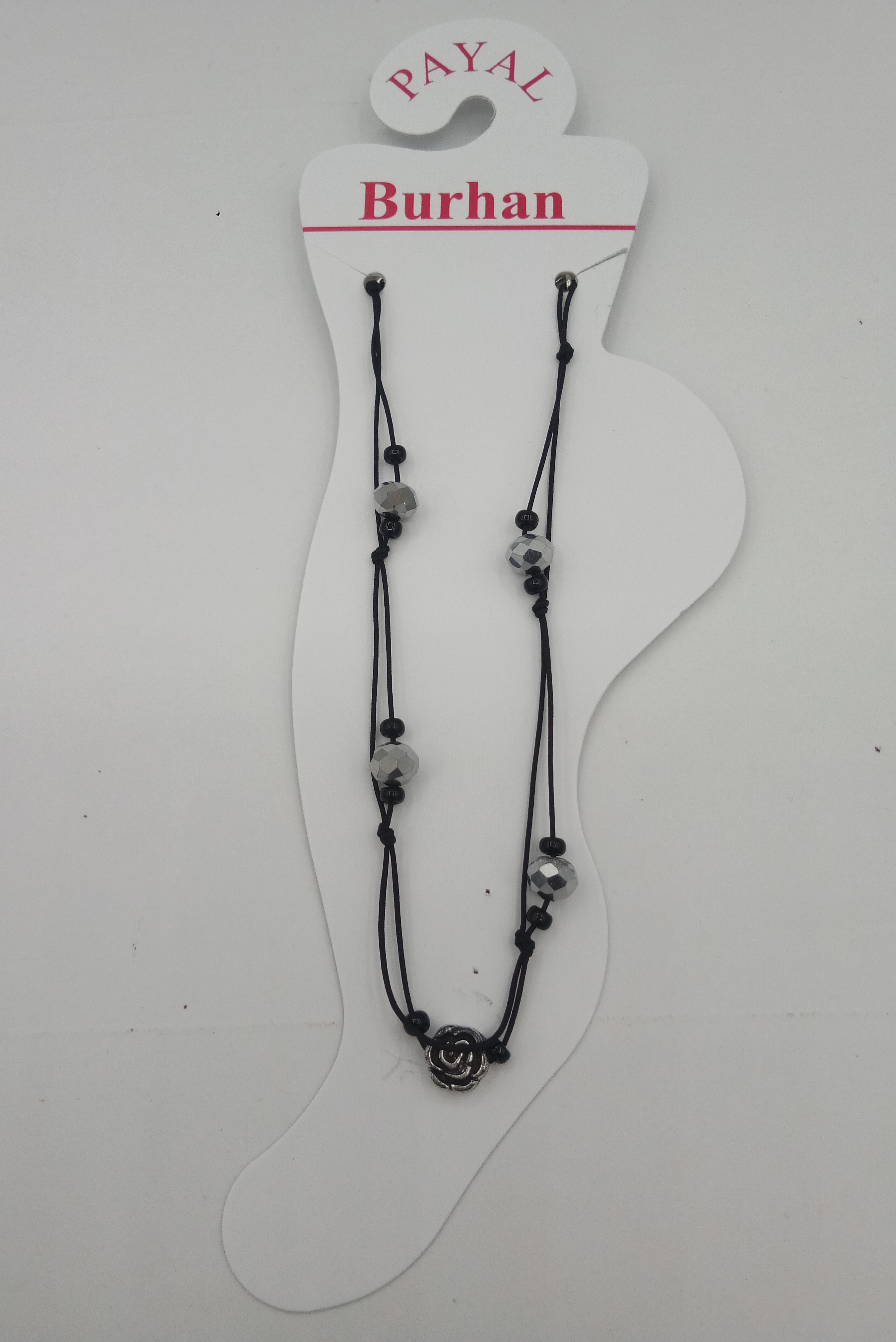 BLACK DHAGA + CRYSTAL PAYAL - 0113