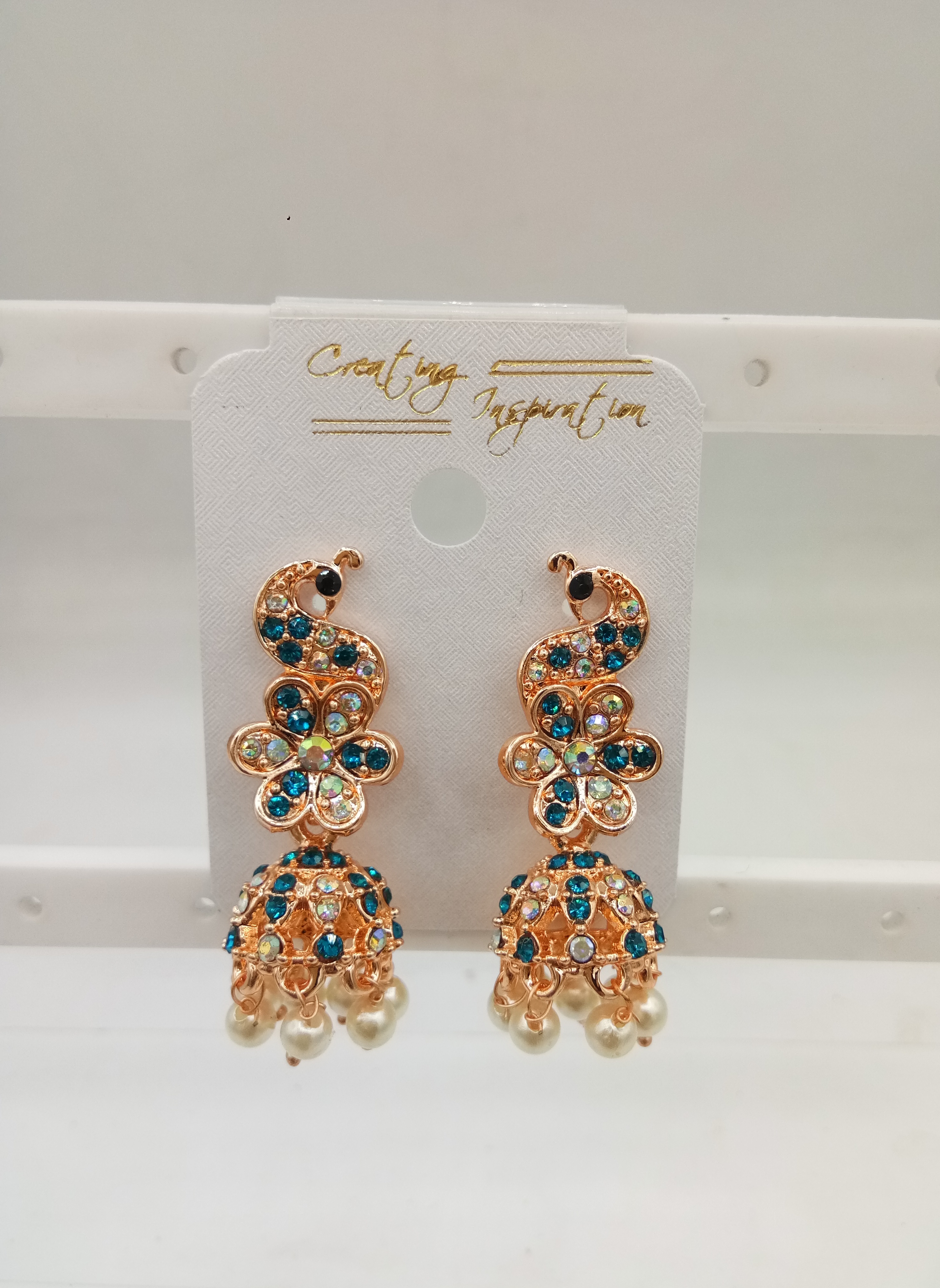 ROSE CLR + RAINBOW STONE JHUMKI - 523901