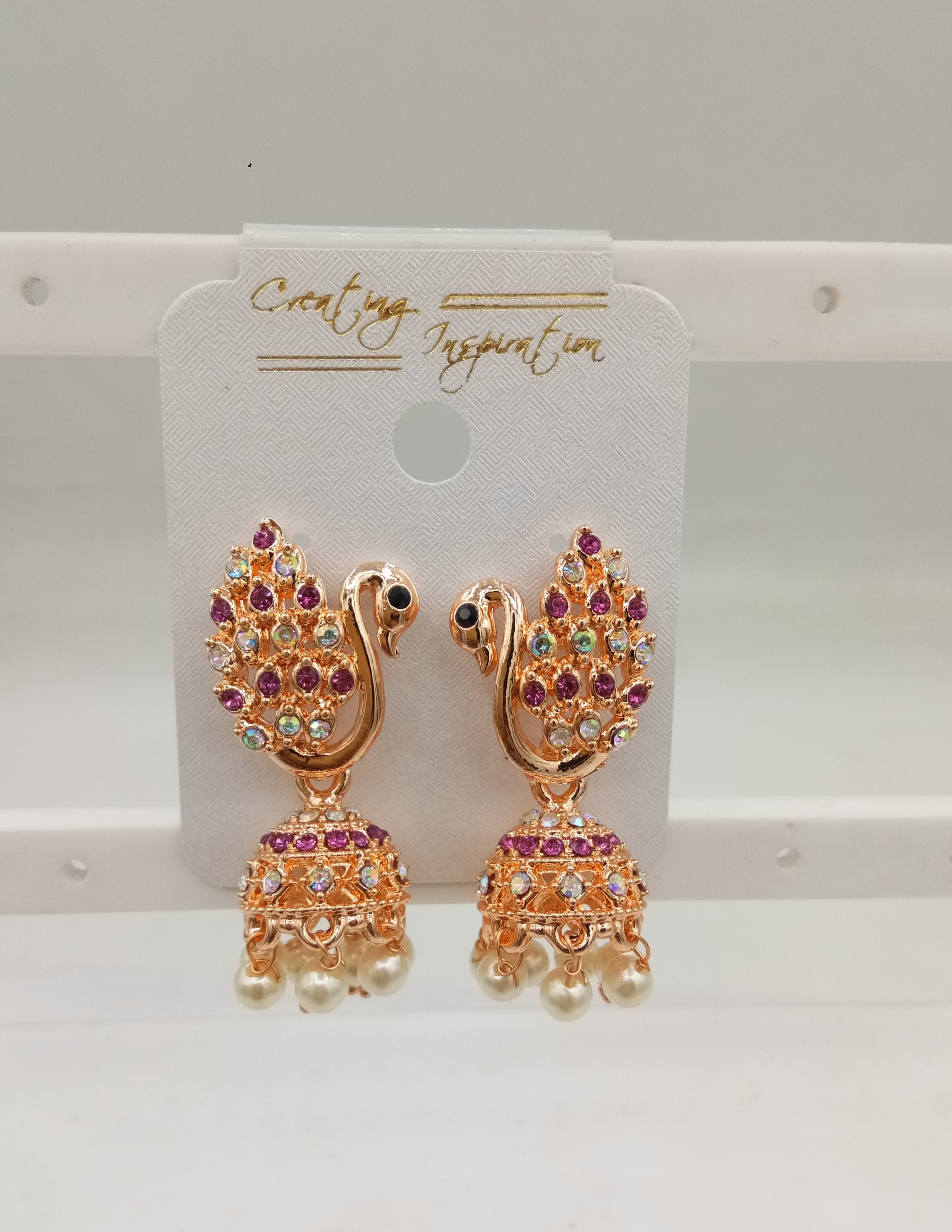 ROSE CLR + RAINBOW STONE JHUMKI - 523902