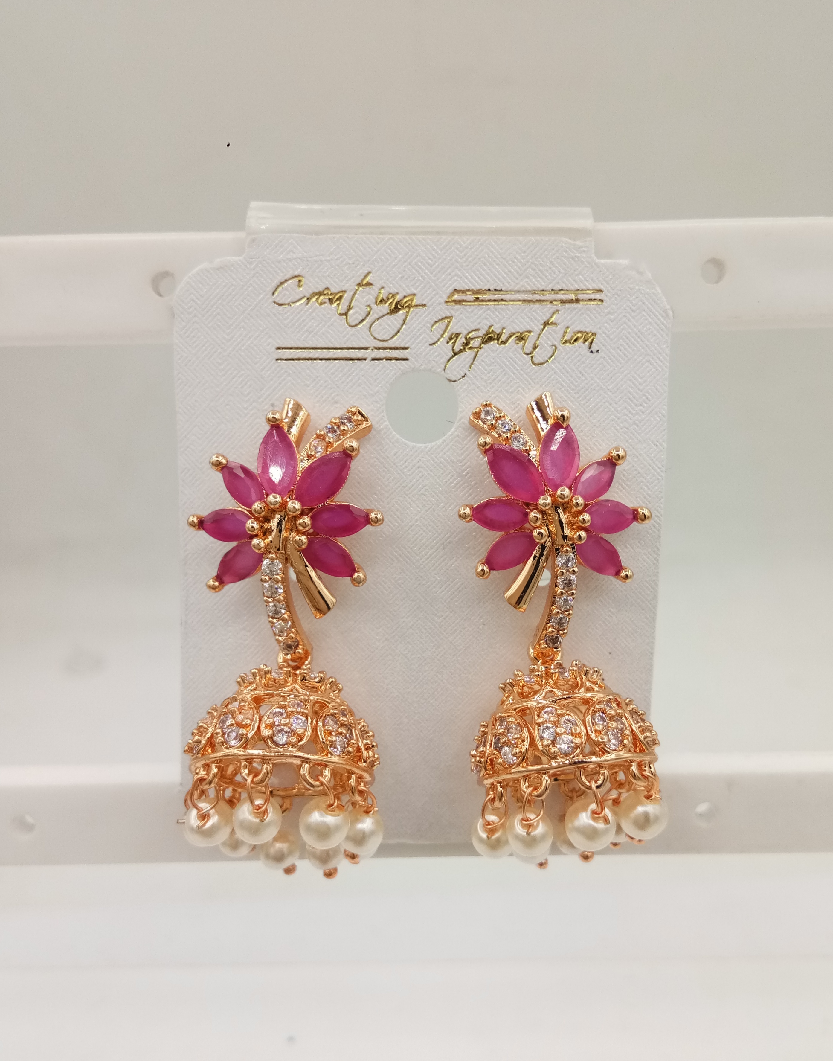 AD ROSE COLOR JHUMKI - 21308 NX