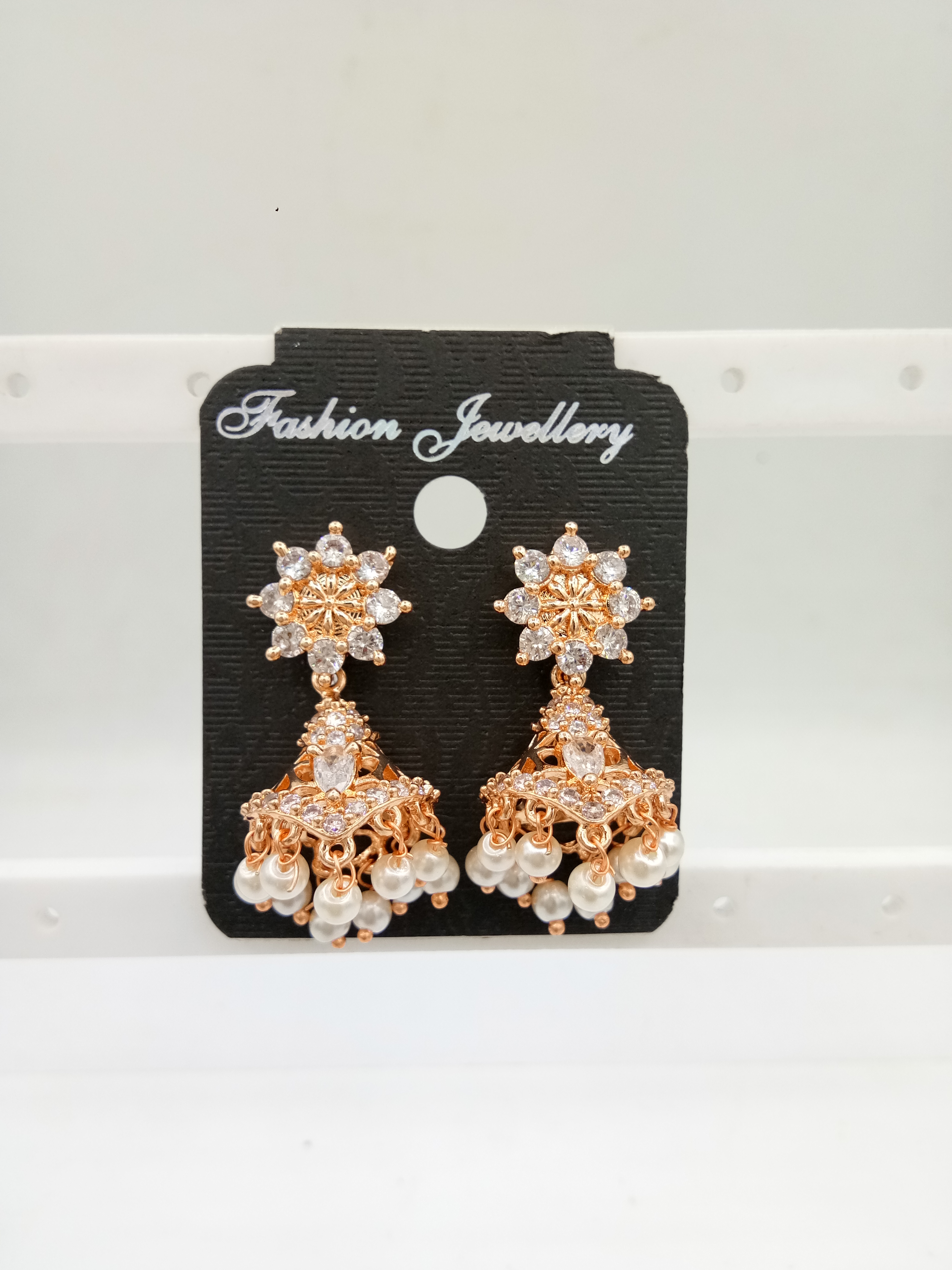 AD ROSE WHITE JHUMKI - 21322 NX