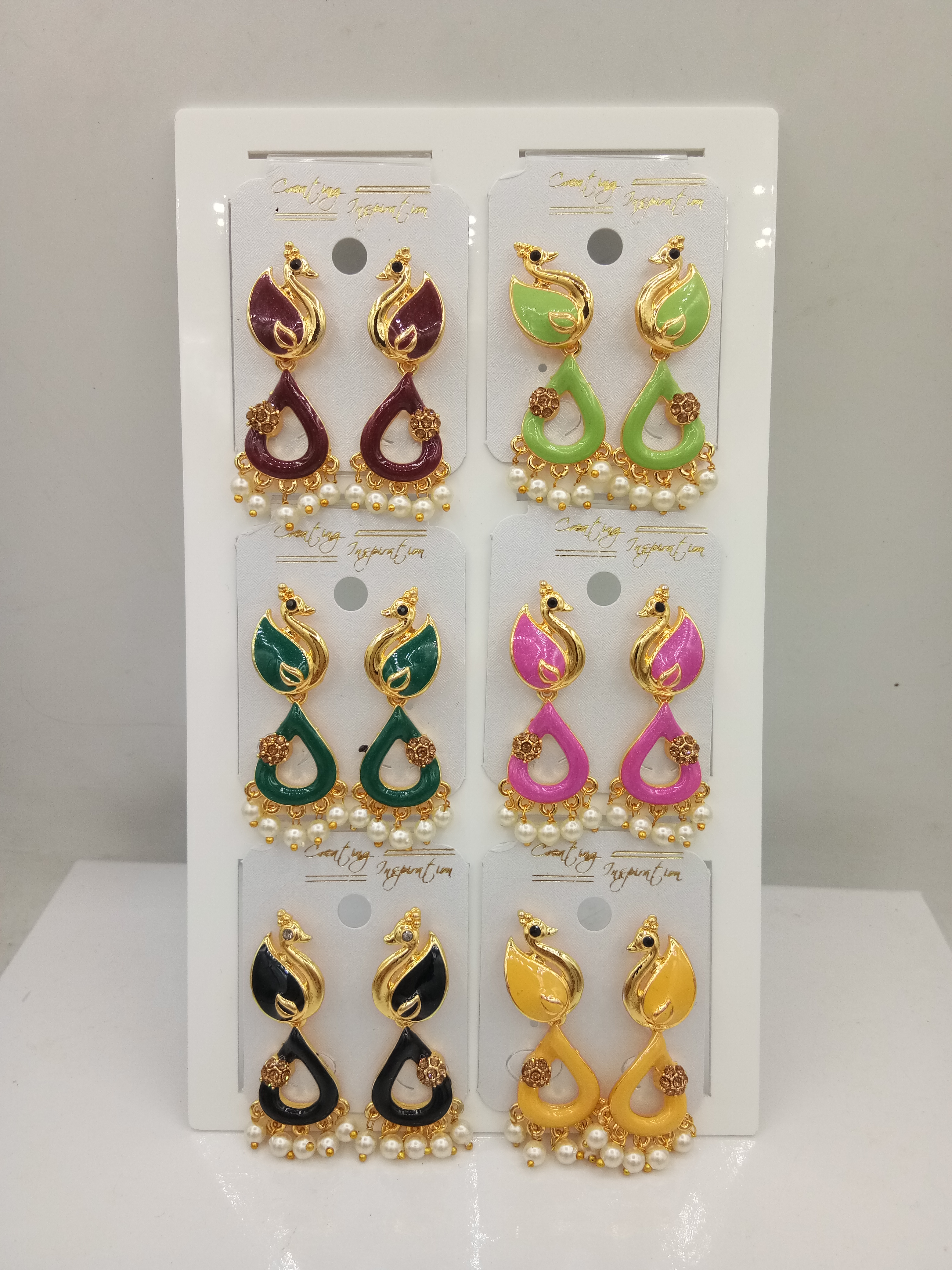 LG CLR MEENA ASSST 6 PAIR TRAY EARRINGS - 524152