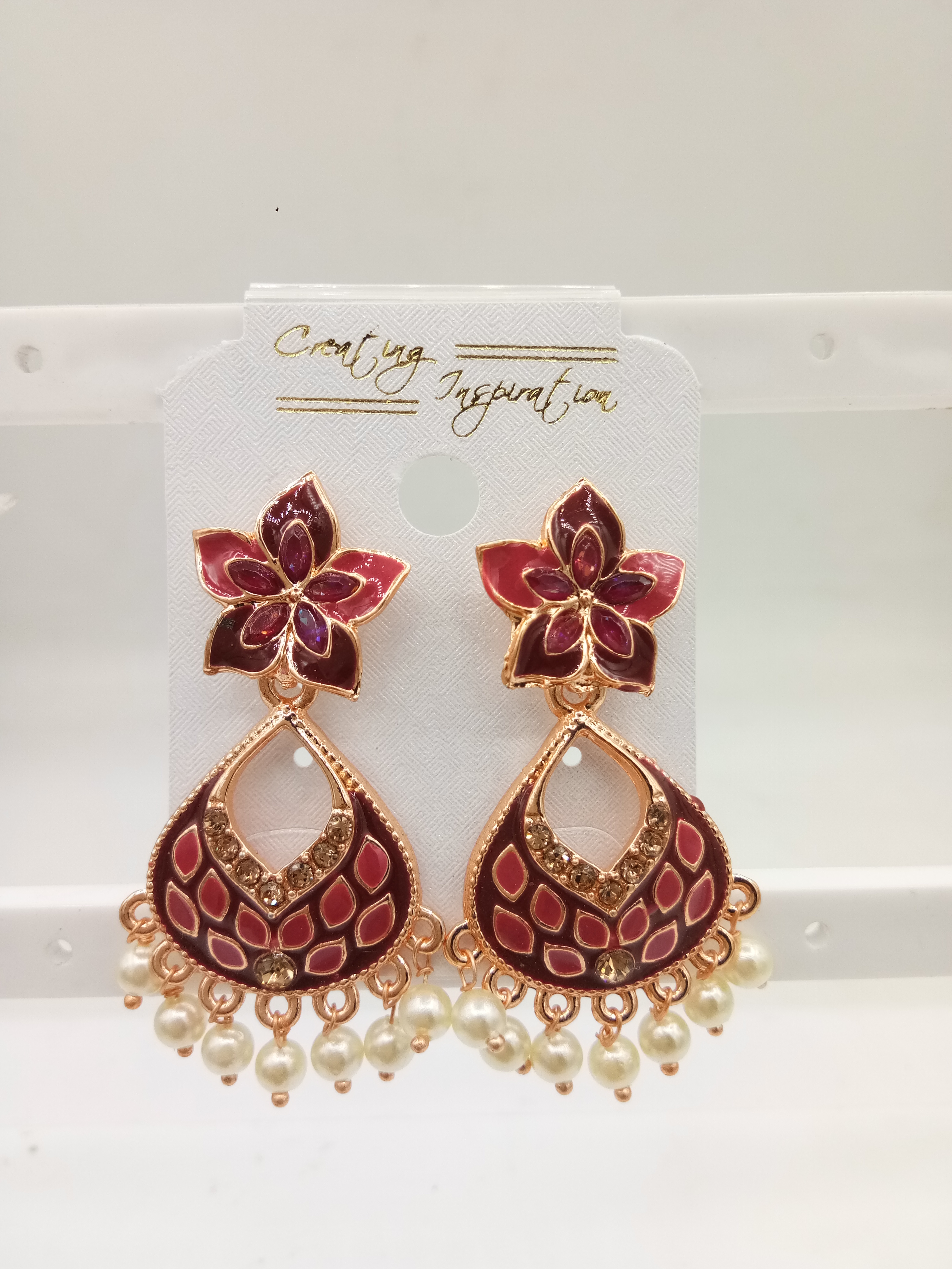 SRS/LG/RD/BLK 8667 DBL CLR  EARRINGS 522013