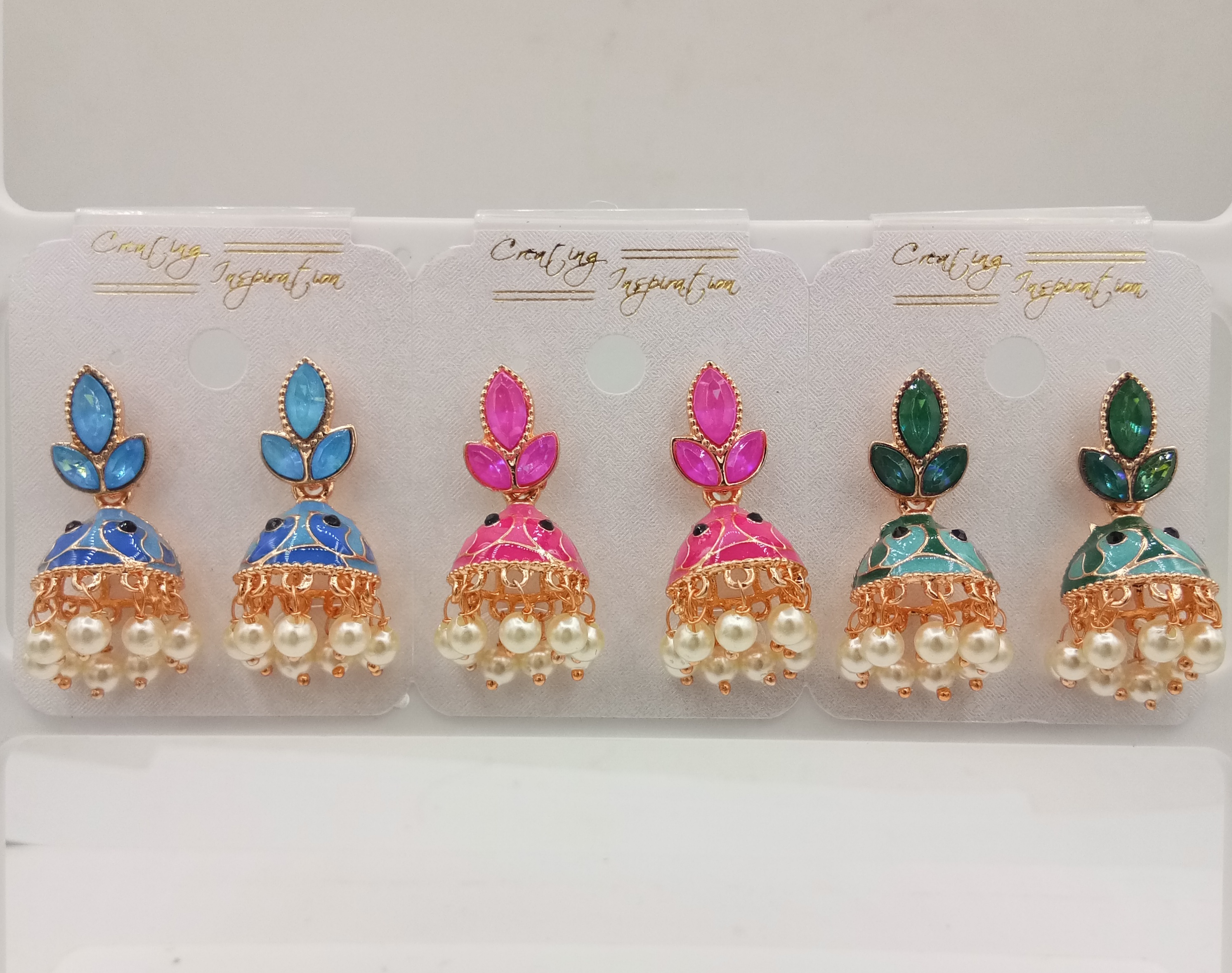 S ROSE CLR MEENA ASSST 3 PAIR PACKING JHUMKI - 524029